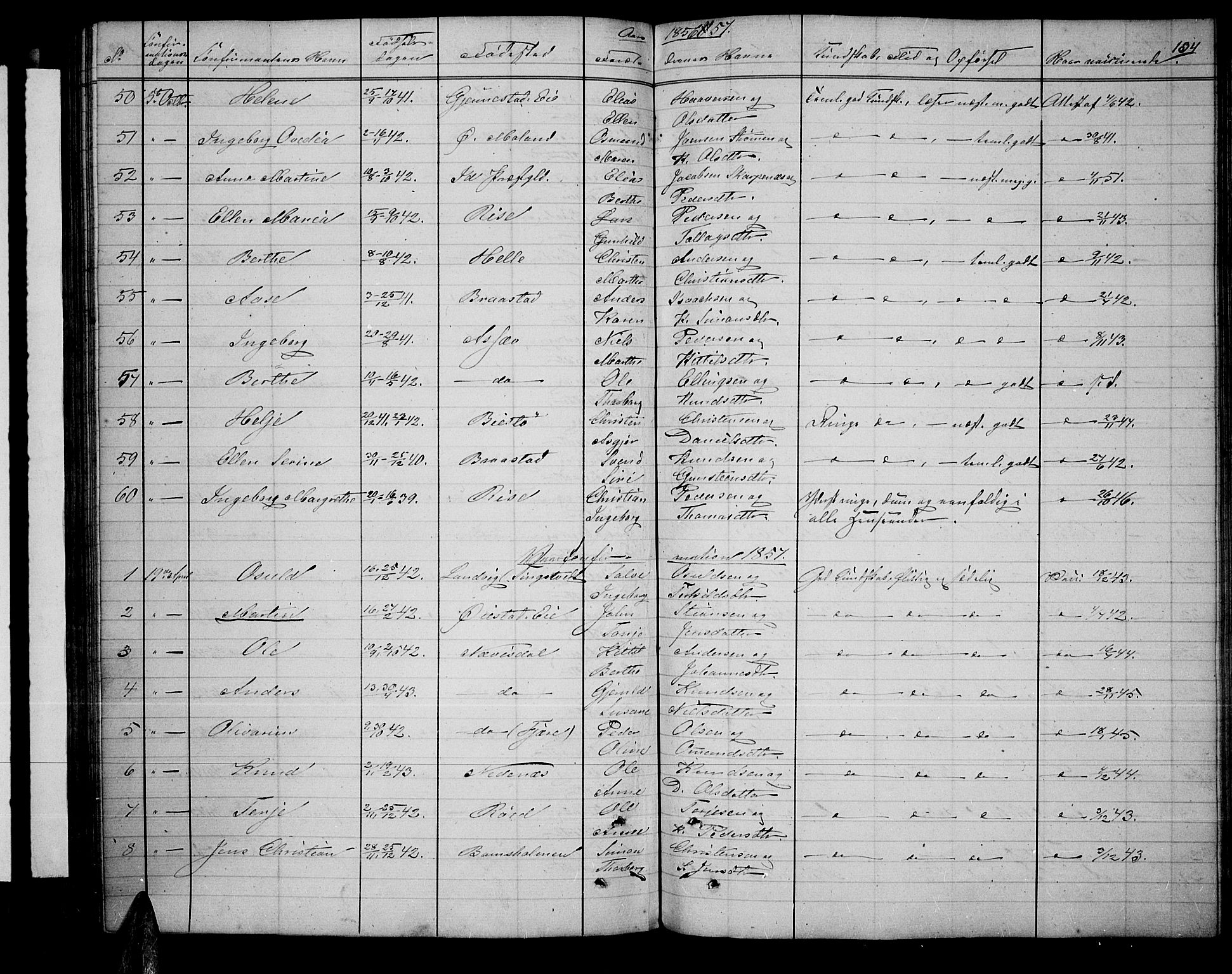 Øyestad sokneprestkontor, SAK/1111-0049/F/Fb/L0007: Parish register (copy) no. B 7, 1854-1872, p. 134