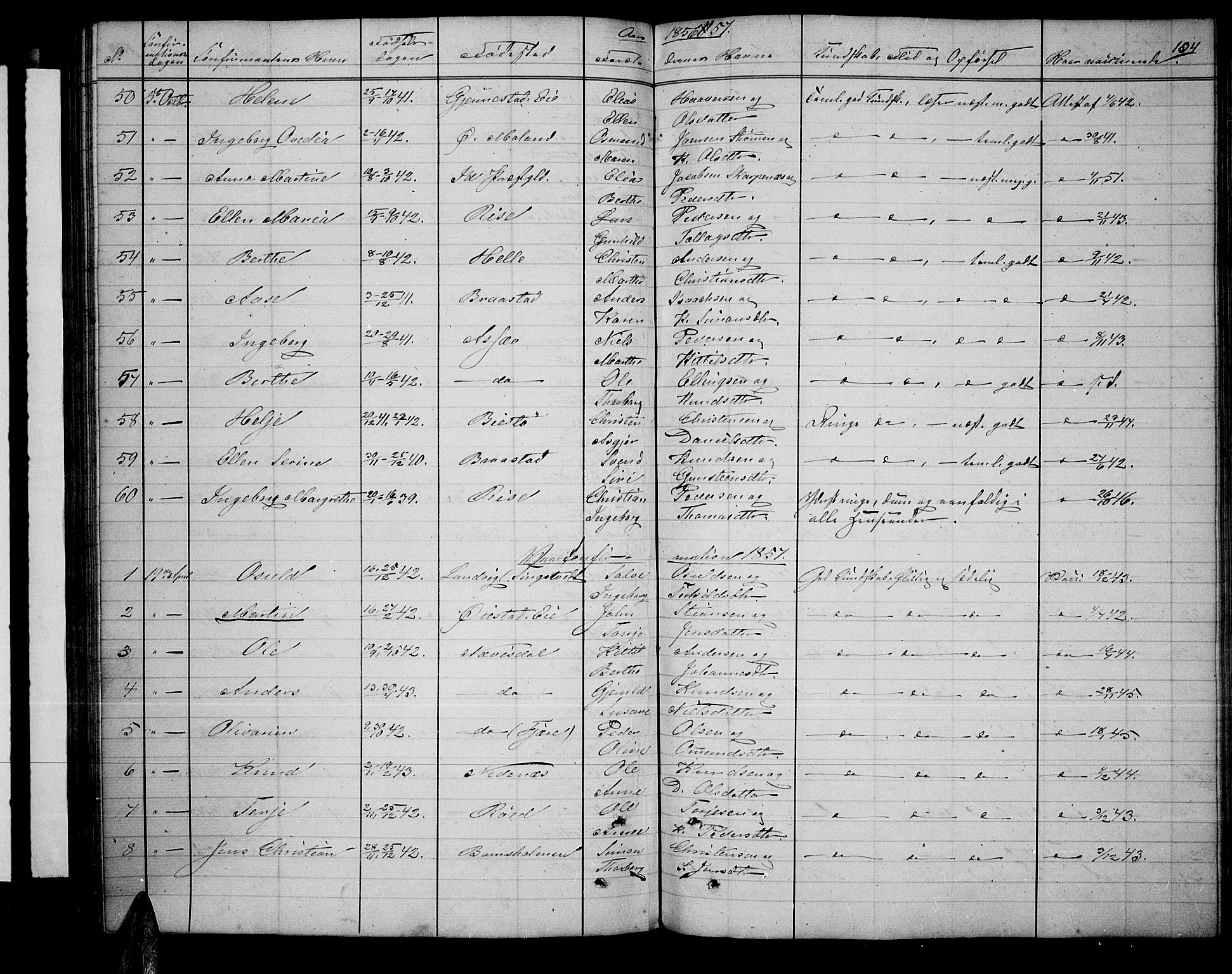 Øyestad sokneprestkontor, AV/SAK-1111-0049/F/Fb/L0007: Parish register (copy) no. B 7, 1854-1872, p. 134