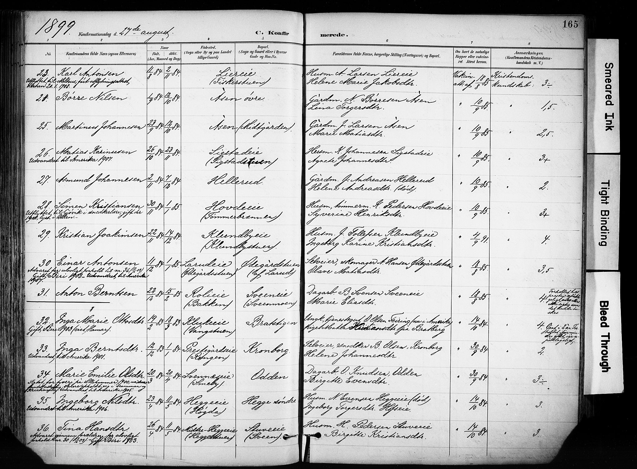 Biri prestekontor, SAH/PREST-096/H/Ha/Haa/L0009: Parish register (official) no. 9, 1887-1900, p. 165