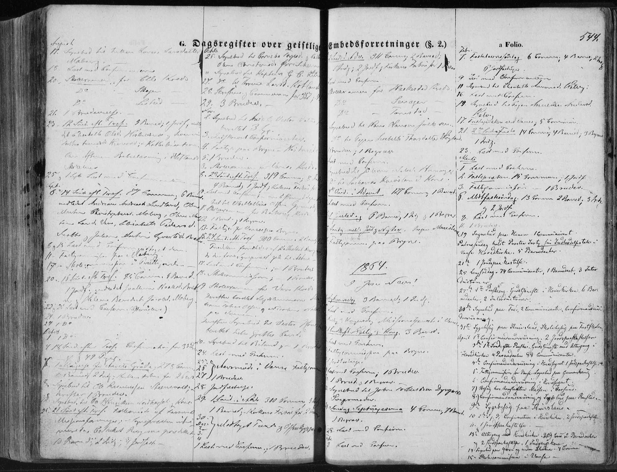 Lista sokneprestkontor, AV/SAK-1111-0027/F/Fa/L0011: Parish register (official) no. A 11, 1861-1878, p. 544