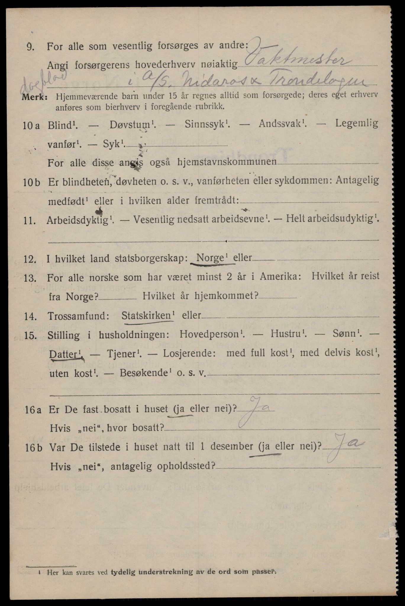 SAT, 1920 census for Trondheim, 1920, p. 70049