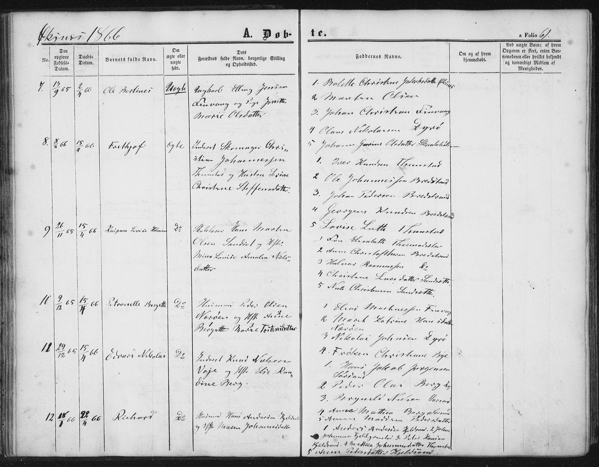 Ministerialprotokoller, klokkerbøker og fødselsregistre - Nordland, AV/SAT-A-1459/893/L1333: Parish register (official) no. 893A06, 1858-1866, p. 61