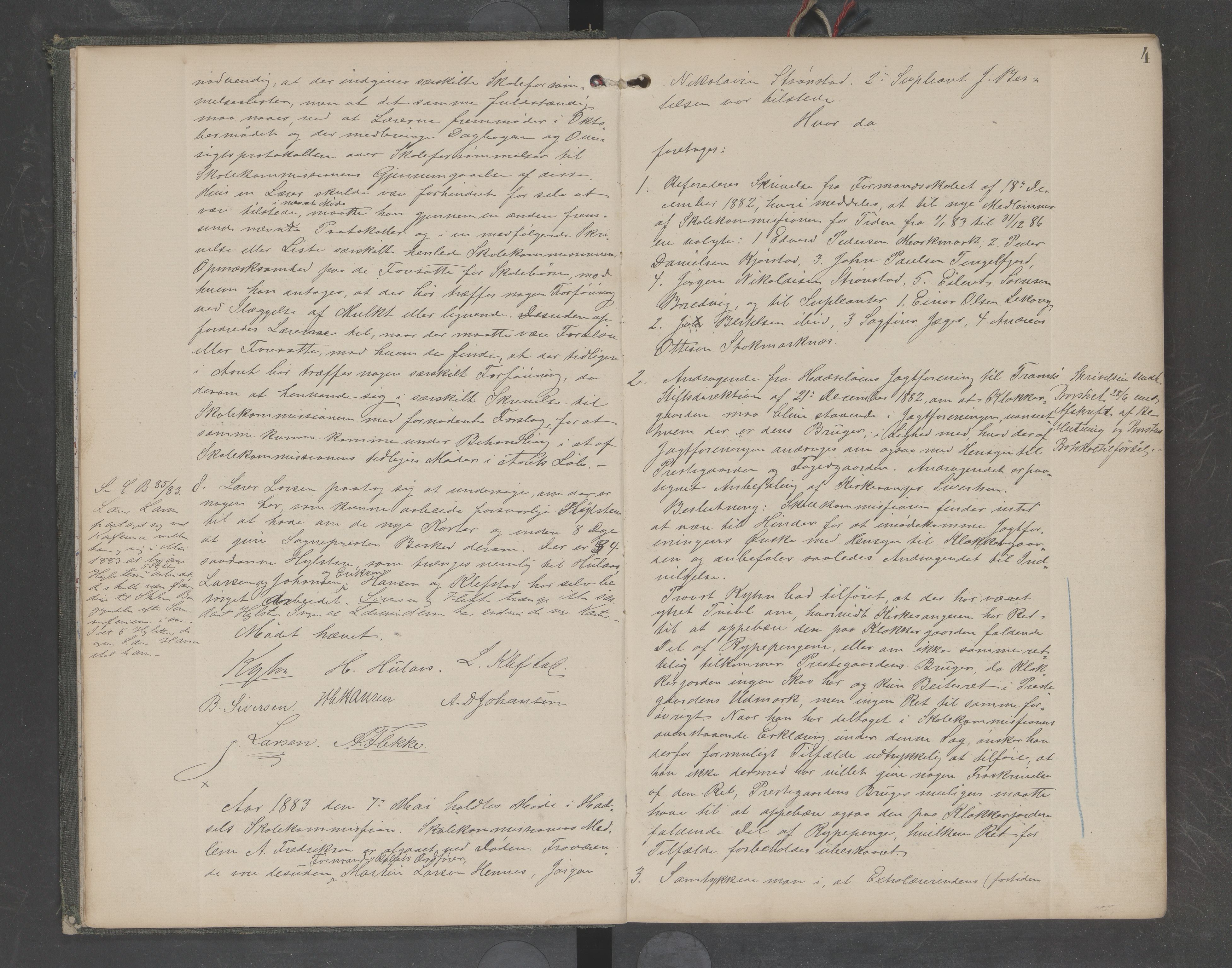 Hadsel kommune. Skolestyret, AIN/K-18660.510/A/Aa/L0002: Skolekommisjonens forhandlingsprotokoll, 1883-1894