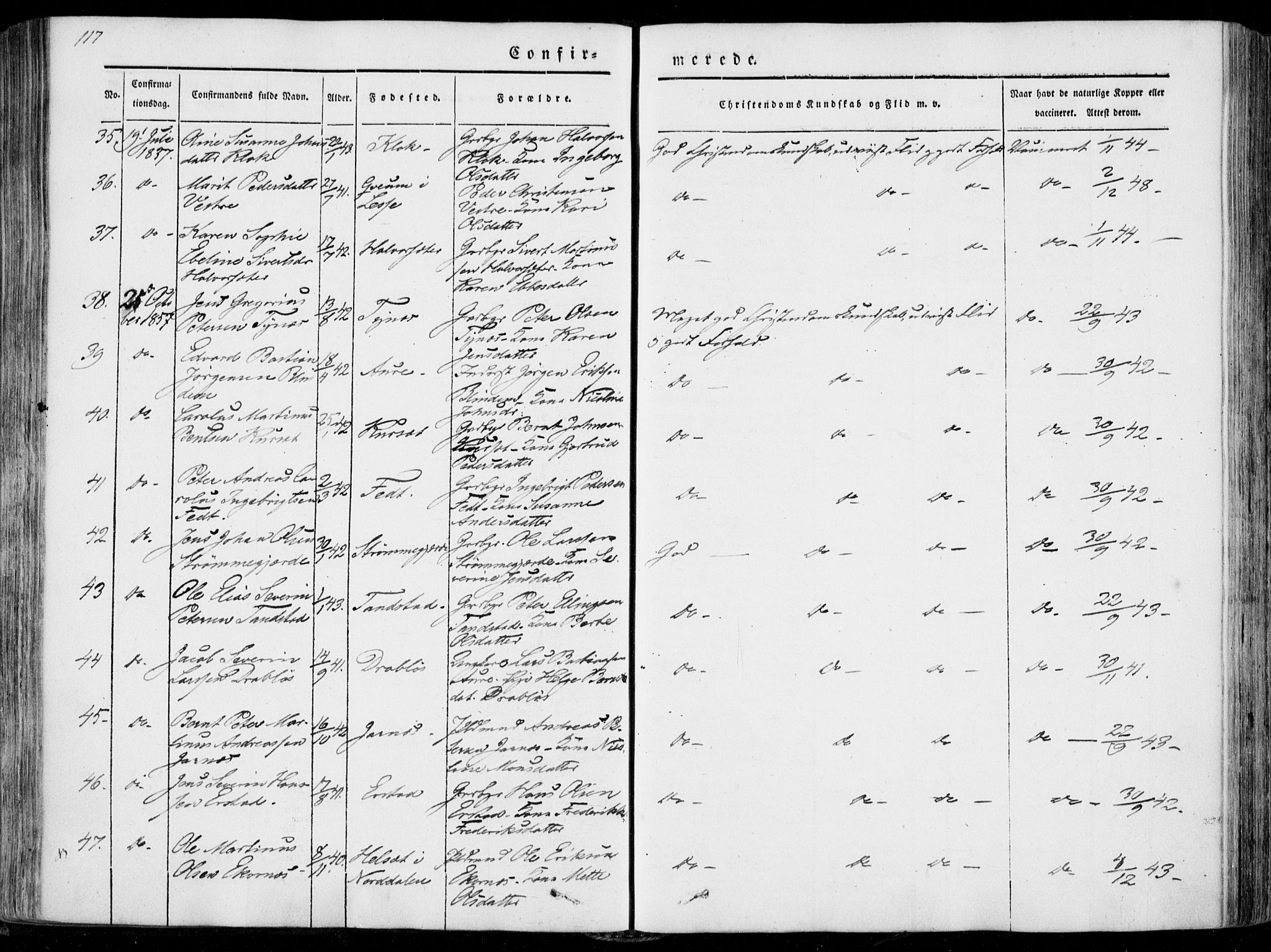 Ministerialprotokoller, klokkerbøker og fødselsregistre - Møre og Romsdal, AV/SAT-A-1454/522/L0313: Parish register (official) no. 522A08, 1852-1862, p. 117