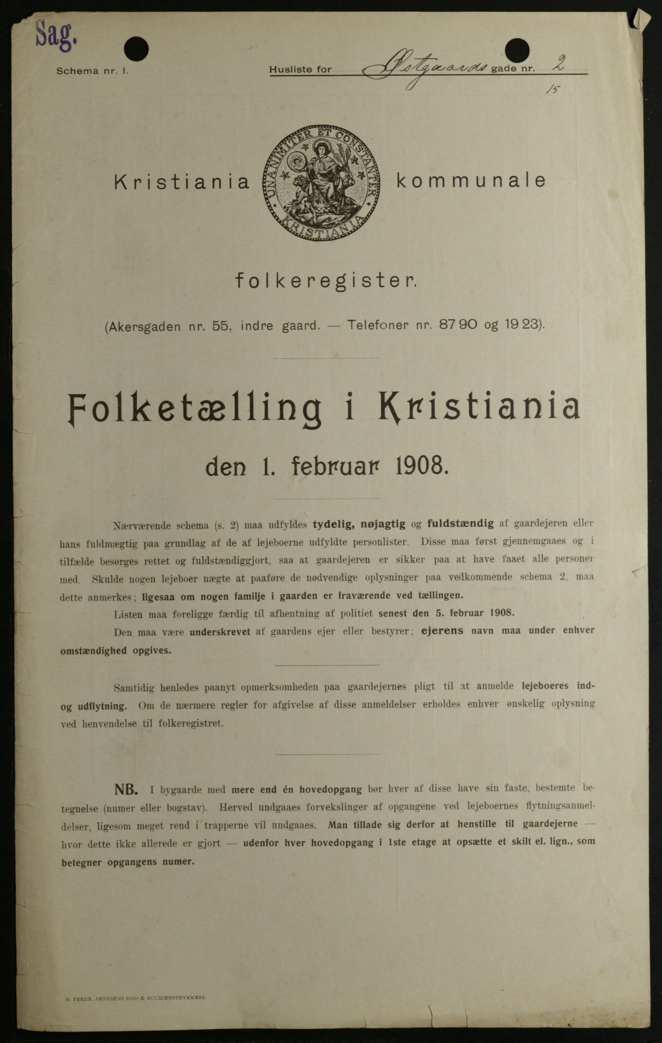 OBA, Municipal Census 1908 for Kristiania, 1908, p. 115906