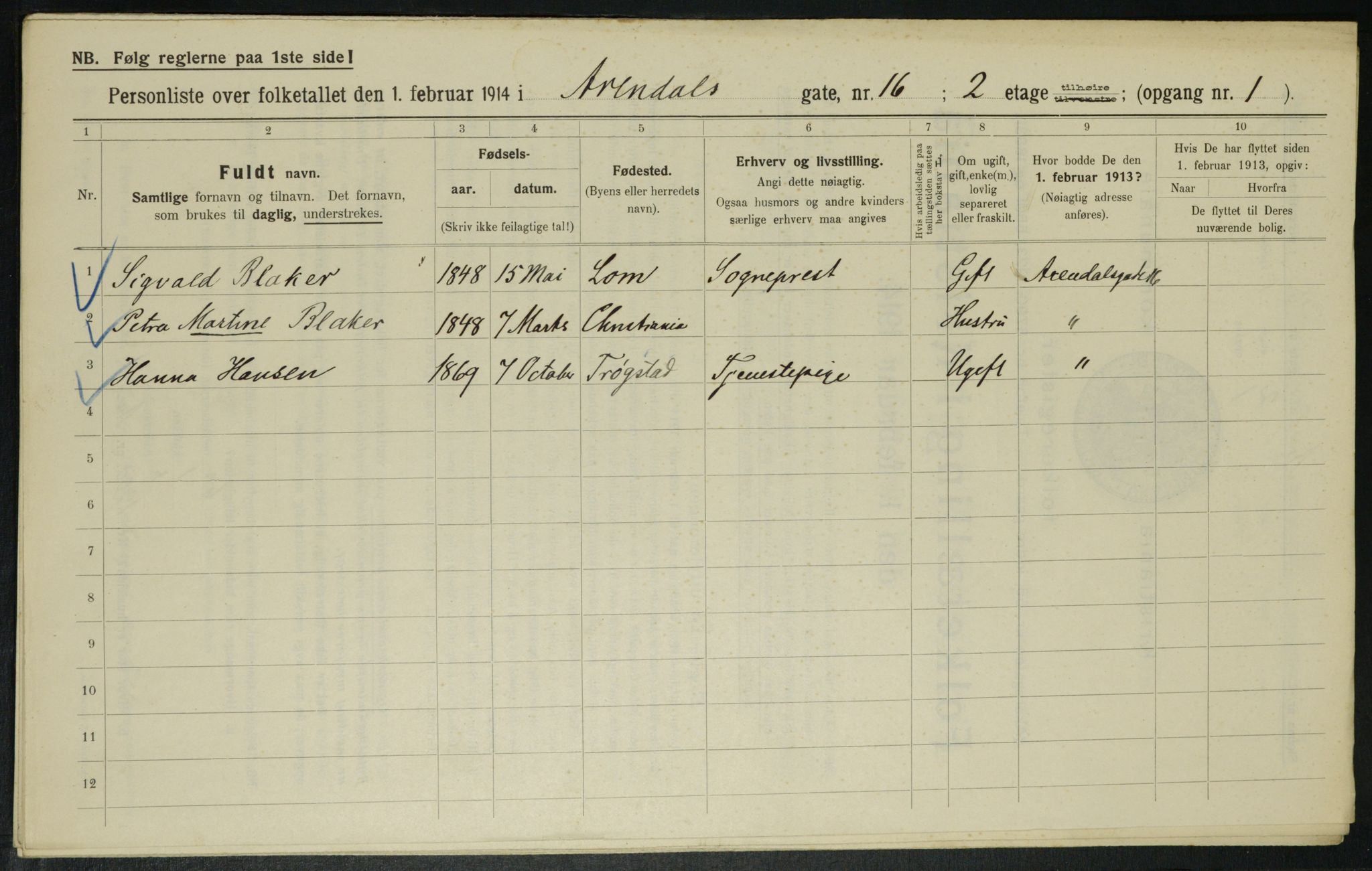 OBA, Municipal Census 1914 for Kristiania, 1914, p. 1994