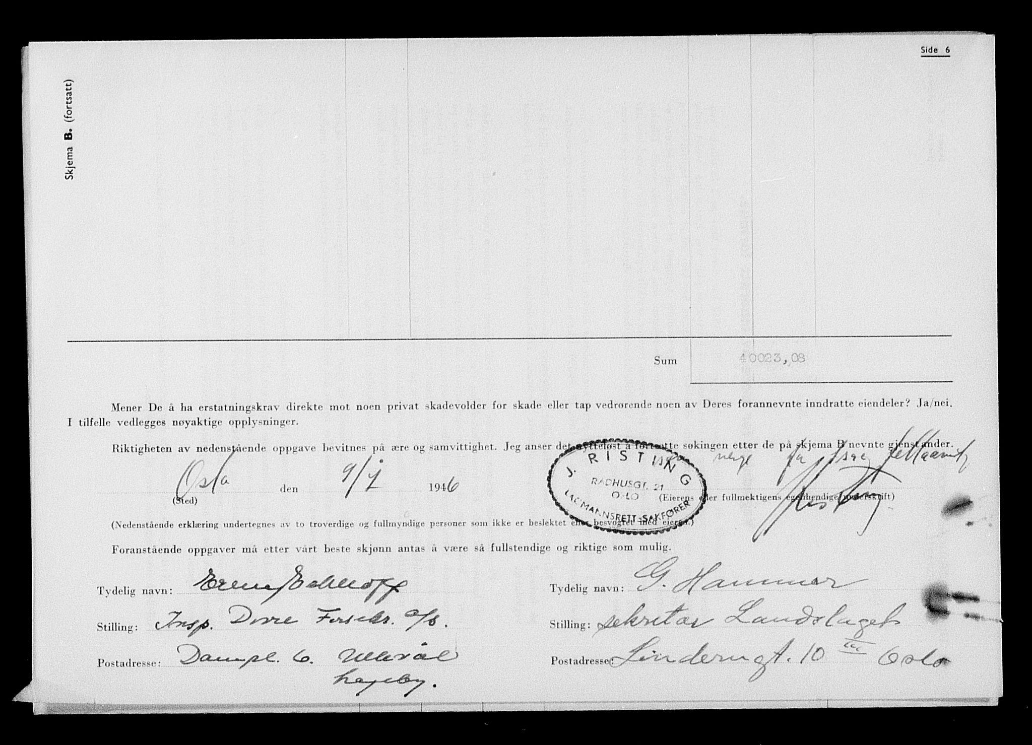 Justisdepartementet, Tilbakeføringskontoret for inndratte formuer, AV/RA-S-1564/H/Hc/Hcc/L0948: --, 1945-1947, p. 16