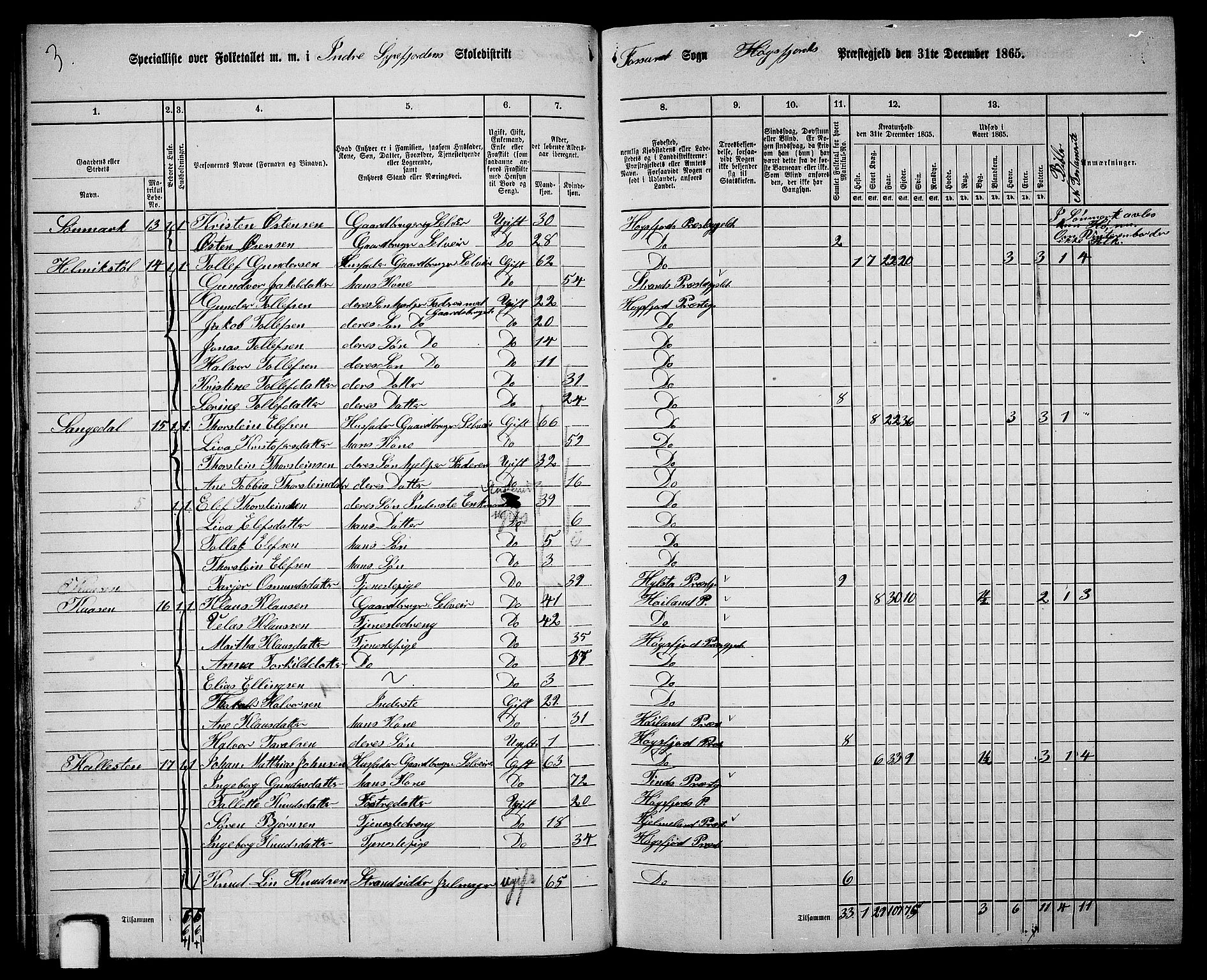 RA, 1865 census for Høgsfjord, 1865, p. 28