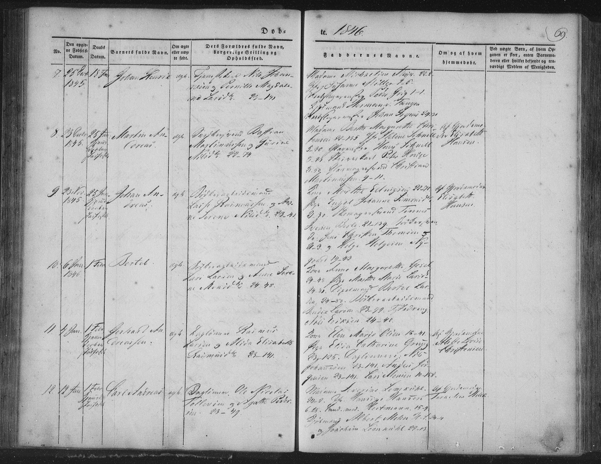 Korskirken sokneprestembete, AV/SAB-A-76101/H/Haa/L0016: Parish register (official) no. B 2, 1841-1851, p. 69