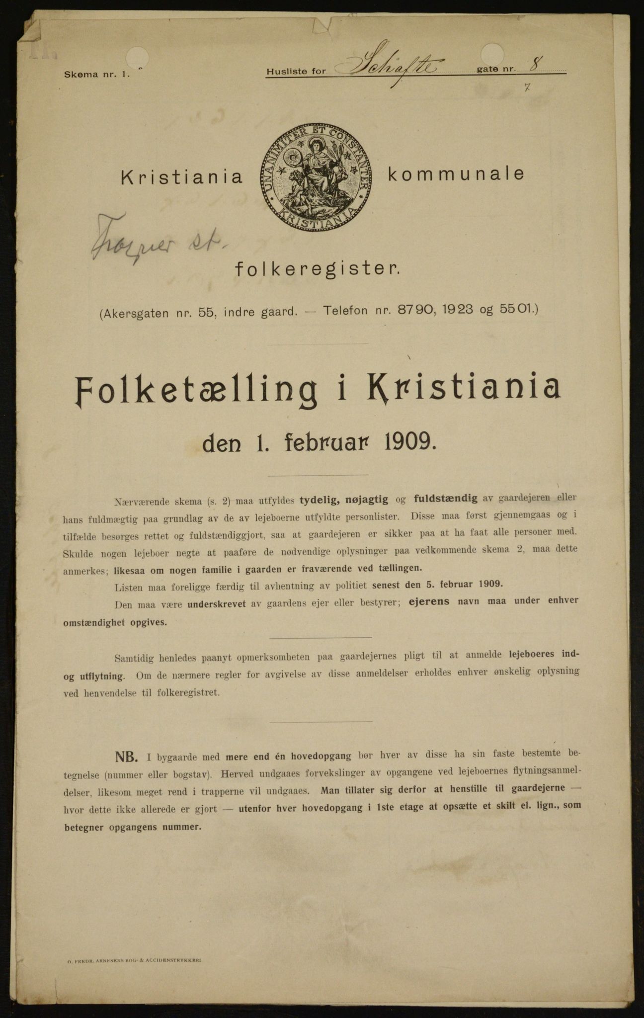 OBA, Municipal Census 1909 for Kristiania, 1909, p. 81240