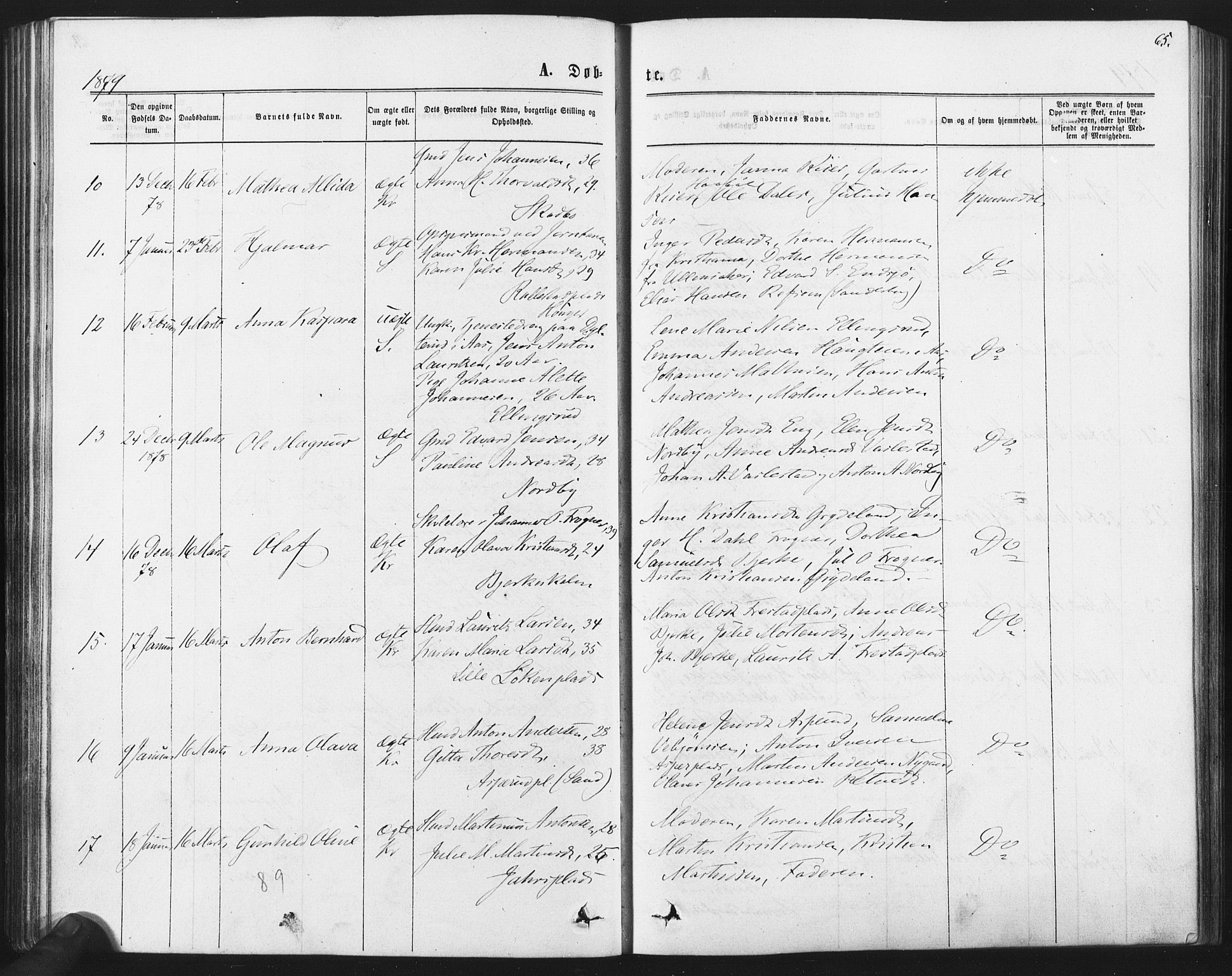 Kråkstad prestekontor Kirkebøker, AV/SAO-A-10125a/F/Fa/L0008: Parish register (official) no. I 8, 1870-1879, p. 65