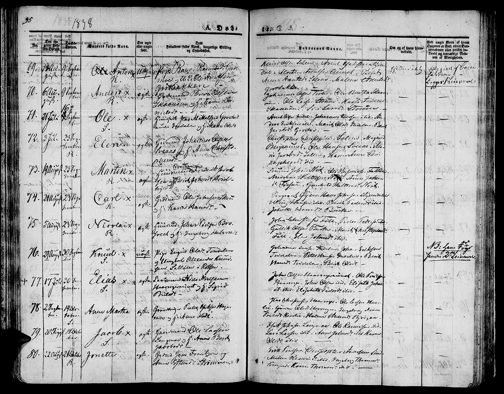 Ministerialprotokoller, klokkerbøker og fødselsregistre - Sør-Trøndelag, AV/SAT-A-1456/646/L0609: Parish register (official) no. 646A07, 1826-1838, p. 95