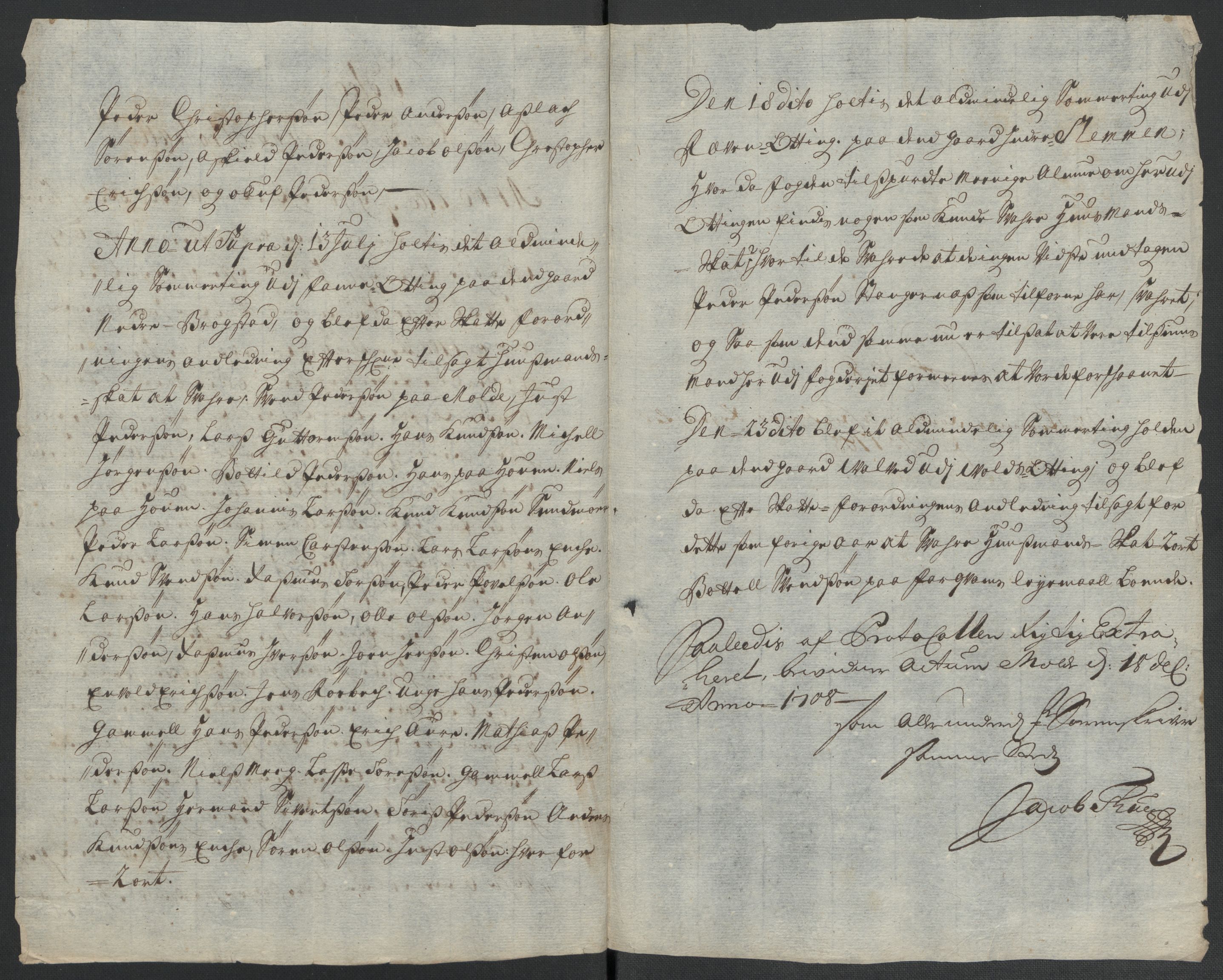 Rentekammeret inntil 1814, Reviderte regnskaper, Fogderegnskap, AV/RA-EA-4092/R55/L3658: Fogderegnskap Romsdal, 1707-1708, p. 264