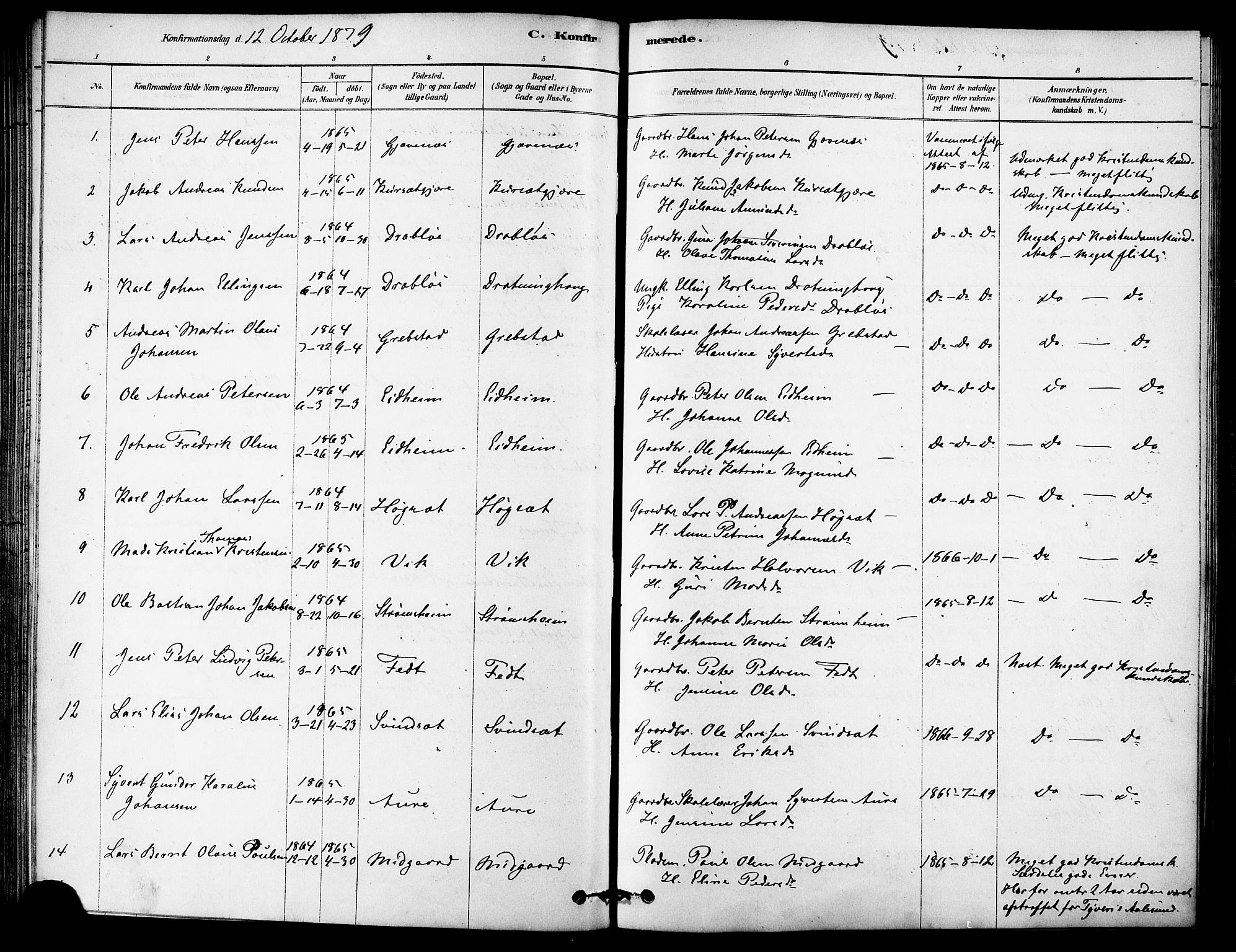 Ministerialprotokoller, klokkerbøker og fødselsregistre - Møre og Romsdal, AV/SAT-A-1454/523/L0334: Parish register (official) no. 523A01, 1878-1891