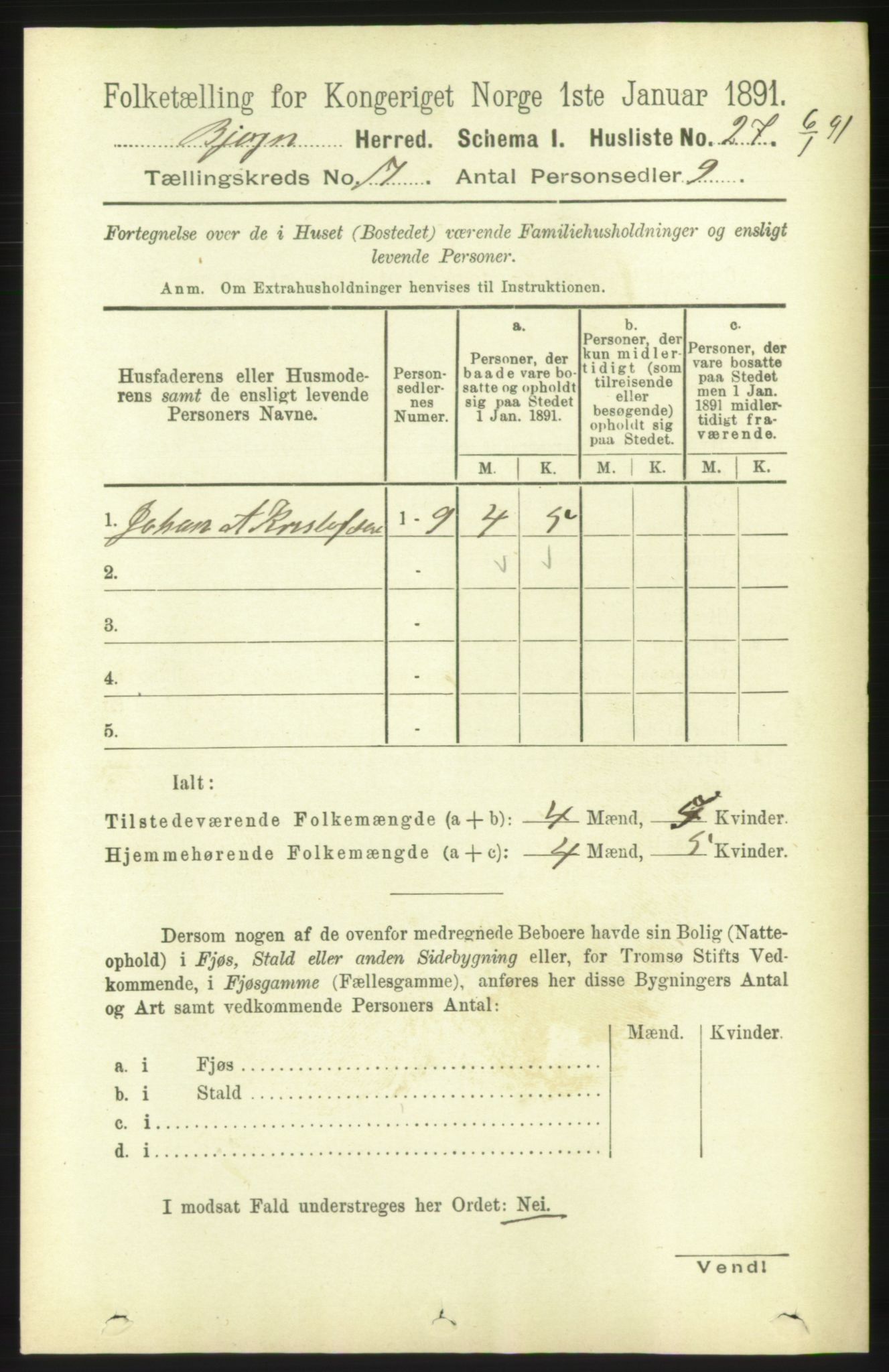 RA, 1891 census for 1627 Bjugn, 1891, p. 4692