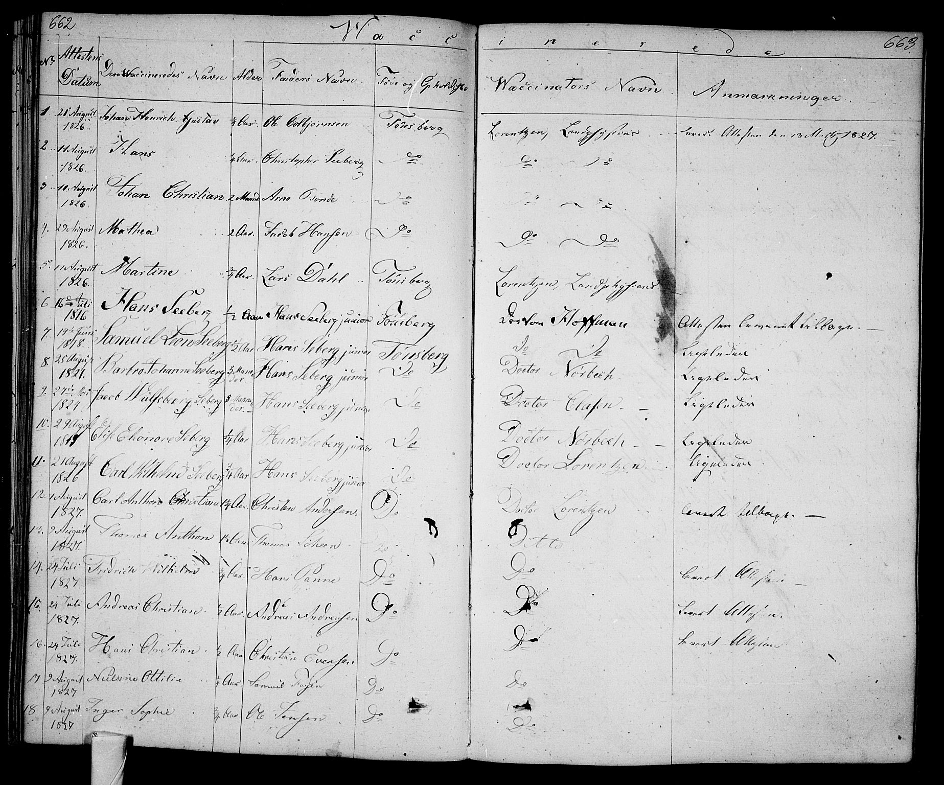 Tønsberg kirkebøker, SAKO/A-330/F/Fa/L0005: Parish register (official) no. I 5, 1827-1836, p. 662-663