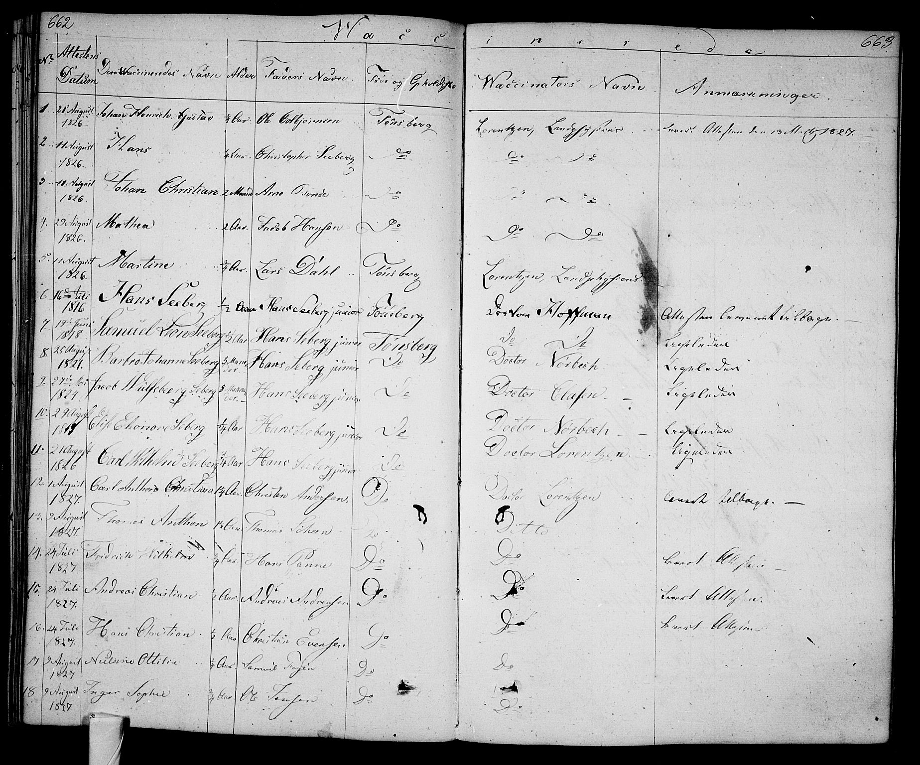 Tønsberg kirkebøker, AV/SAKO-A-330/F/Fa/L0005: Parish register (official) no. I 5, 1827-1836, p. 662-663