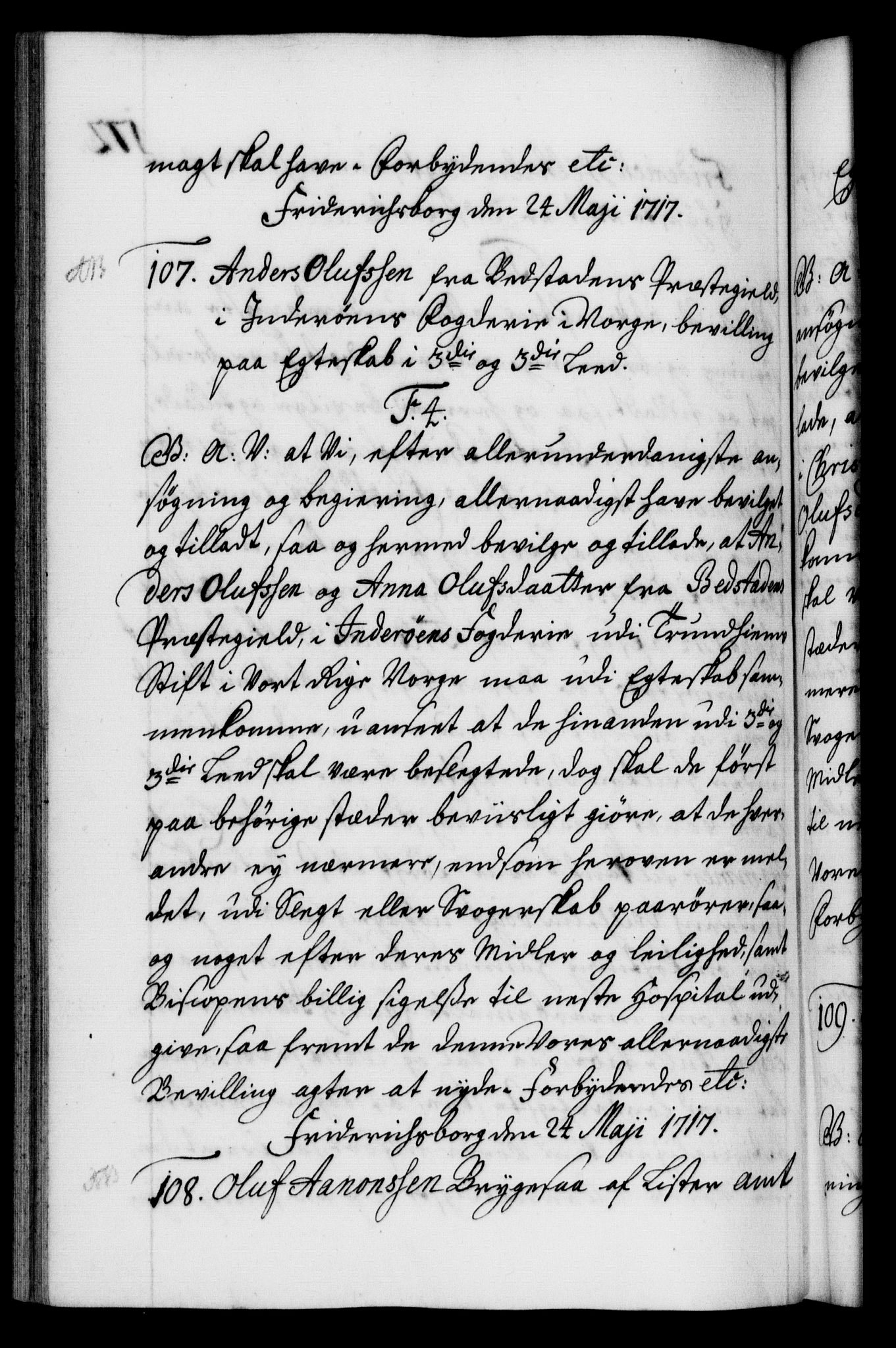 Danske Kanselli 1572-1799, AV/RA-EA-3023/F/Fc/Fca/Fcaa/L0022: Norske registre, 1716-1719, p. 172b