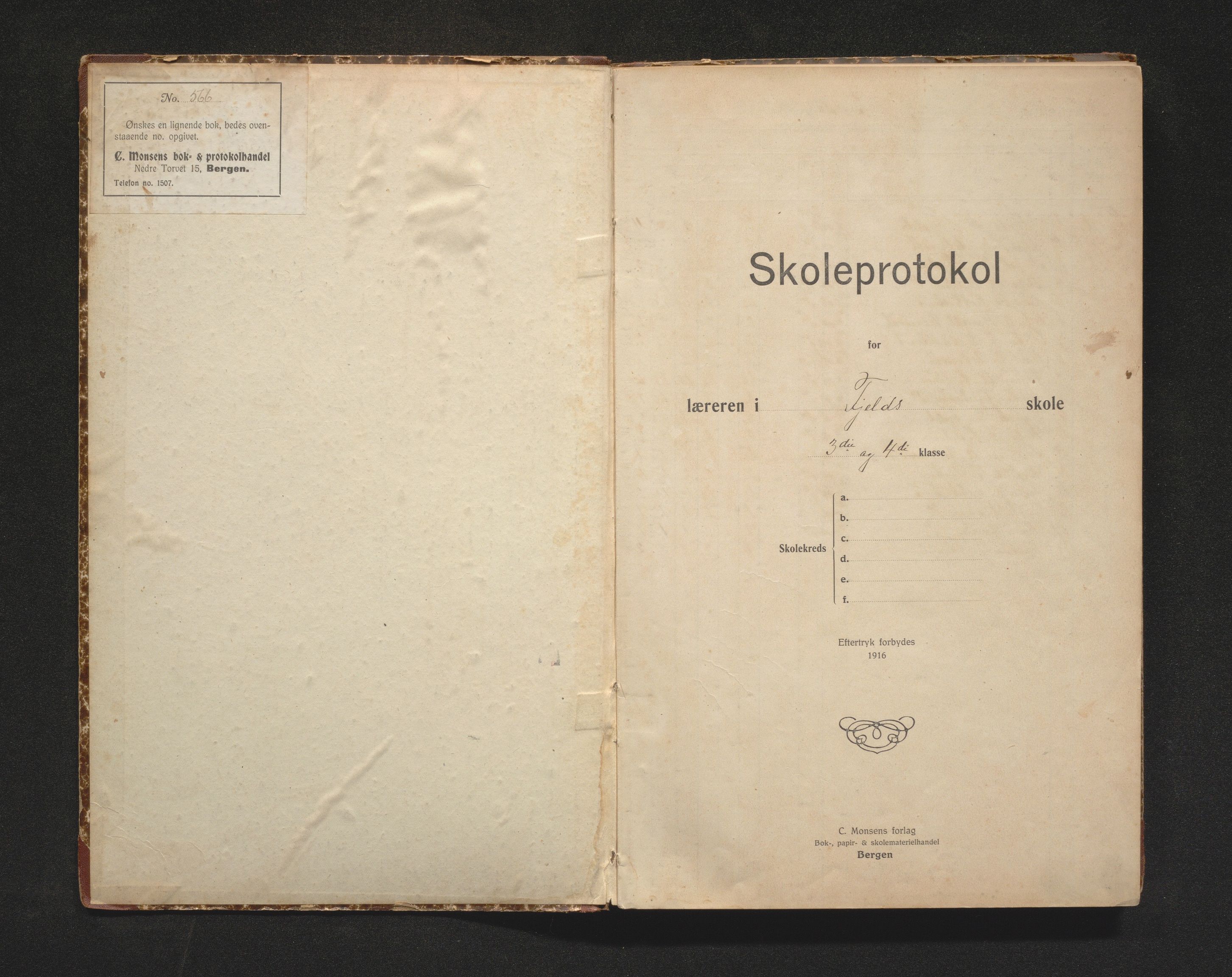 Fjell kommune. Barneskulane, IKAH/1246-231/F/Ff/L0001: Skuleprotokoll for Fjell skule, 1917-1952