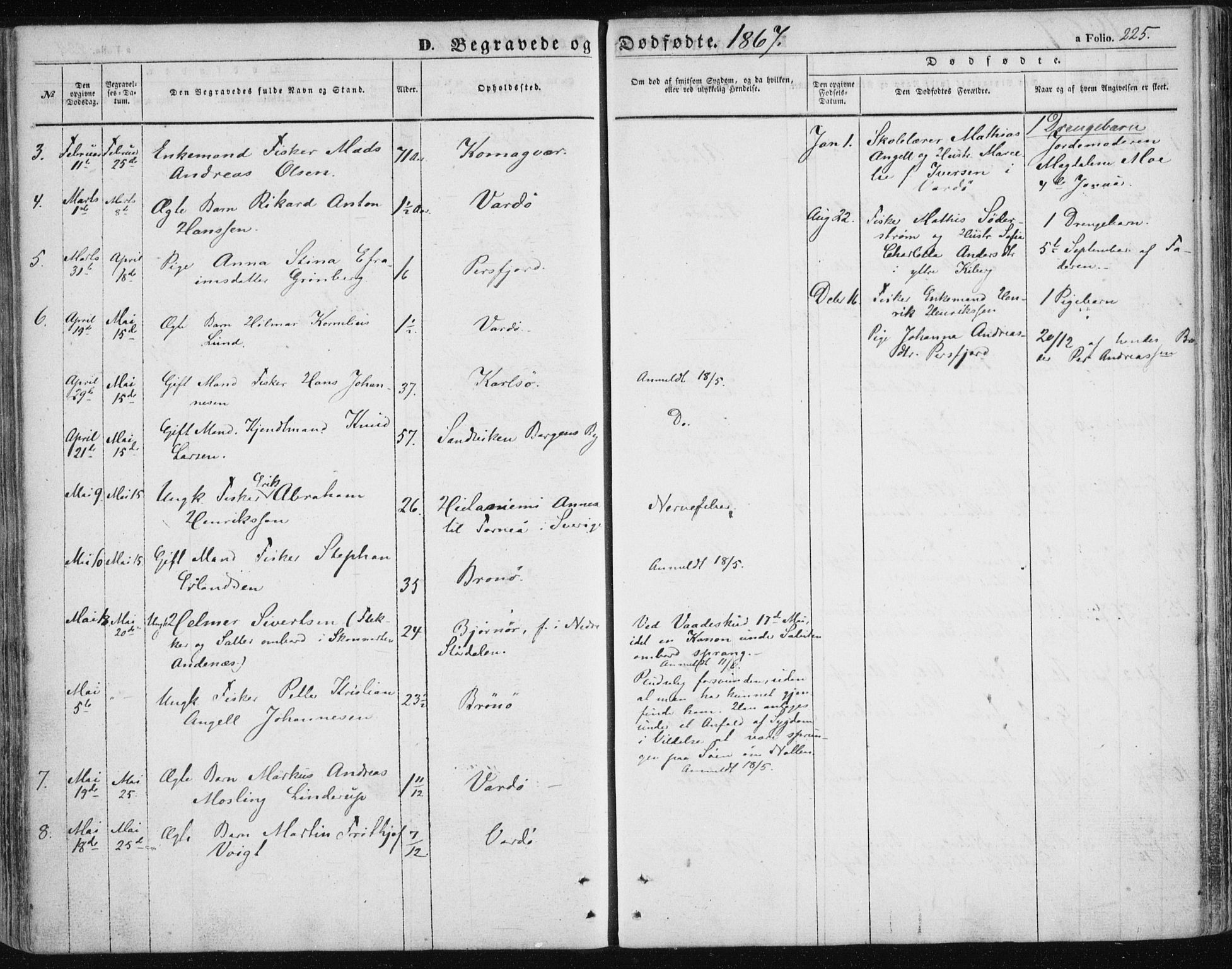 Vardø sokneprestkontor, SATØ/S-1332/H/Ha/L0004kirke: Parish register (official) no. 4, 1862-1871, p. 225