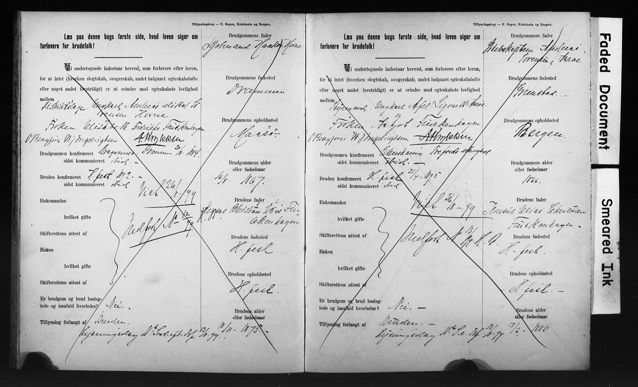 Hammerfest sokneprestkontor, AV/SATØ-S-1347/I/Ib/L0070/0004: Banns register no. 70.4, 1896-1899