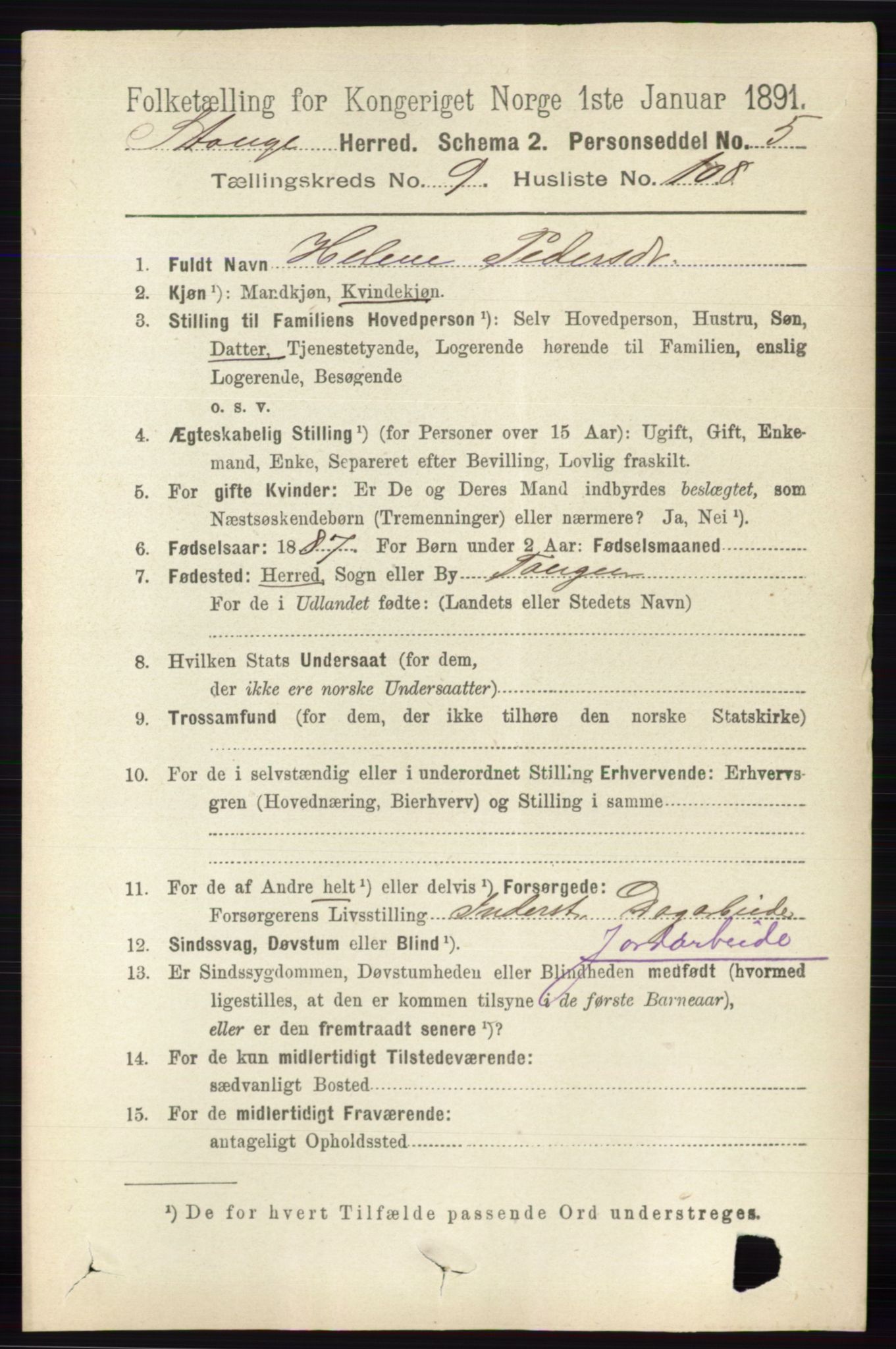 RA, 1891 census for 0417 Stange, 1891, p. 6676