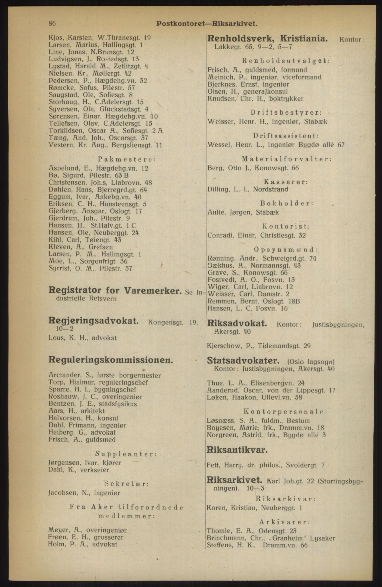 Kristiania/Oslo adressebok, PUBL/-, 1914, p. 86