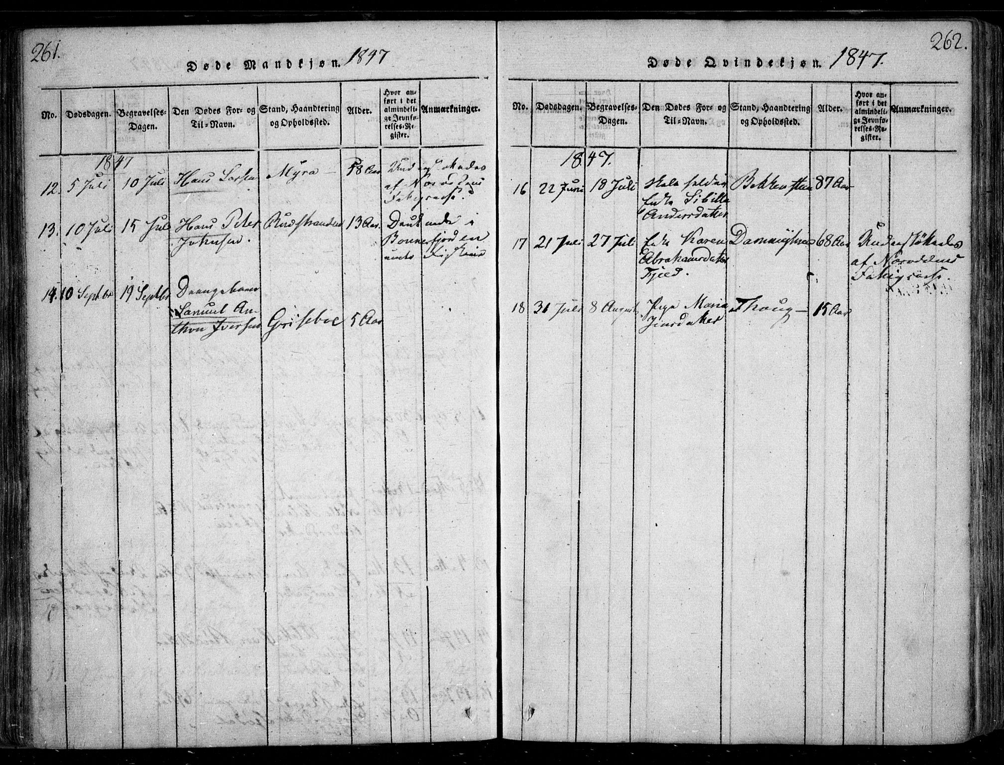 Nesodden prestekontor Kirkebøker, AV/SAO-A-10013/F/Fa/L0006: Parish register (official) no. I 6, 1814-1847, p. 261-262