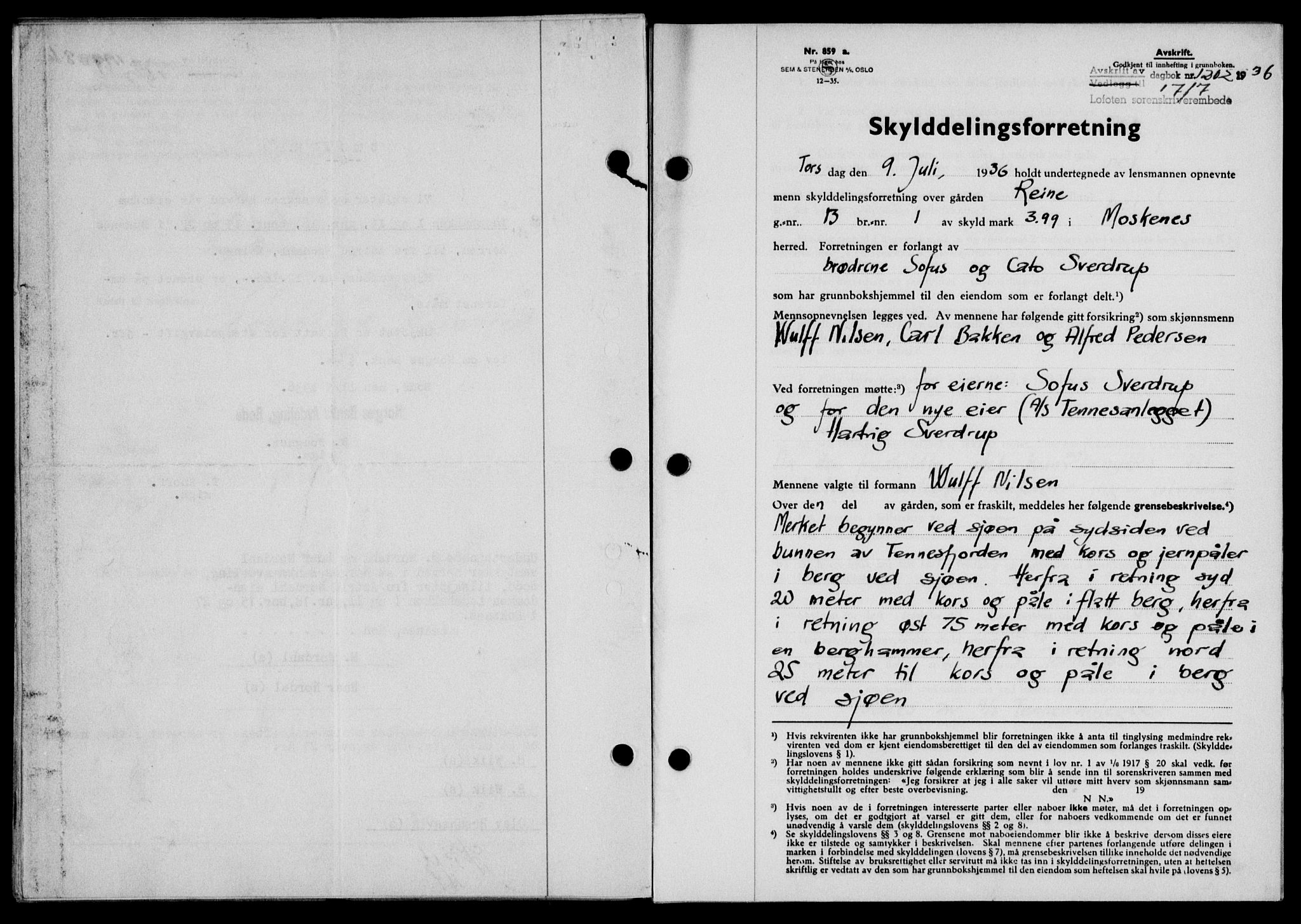 Lofoten sorenskriveri, SAT/A-0017/1/2/2C/L0001a: Mortgage book no. 1a, 1936-1937, Diary no: : 1202/1936
