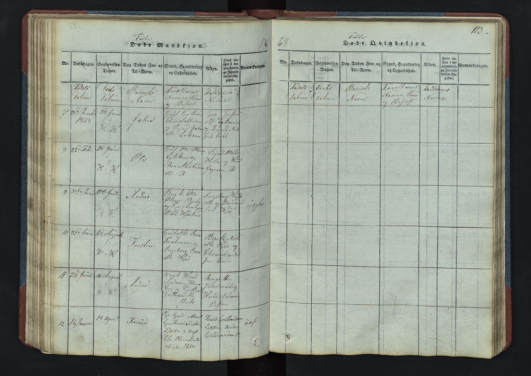 Vang prestekontor, Valdres, SAH/PREST-140/H/Hb/L0003: Parish register (copy) no. 3, 1814-1892, p. 113