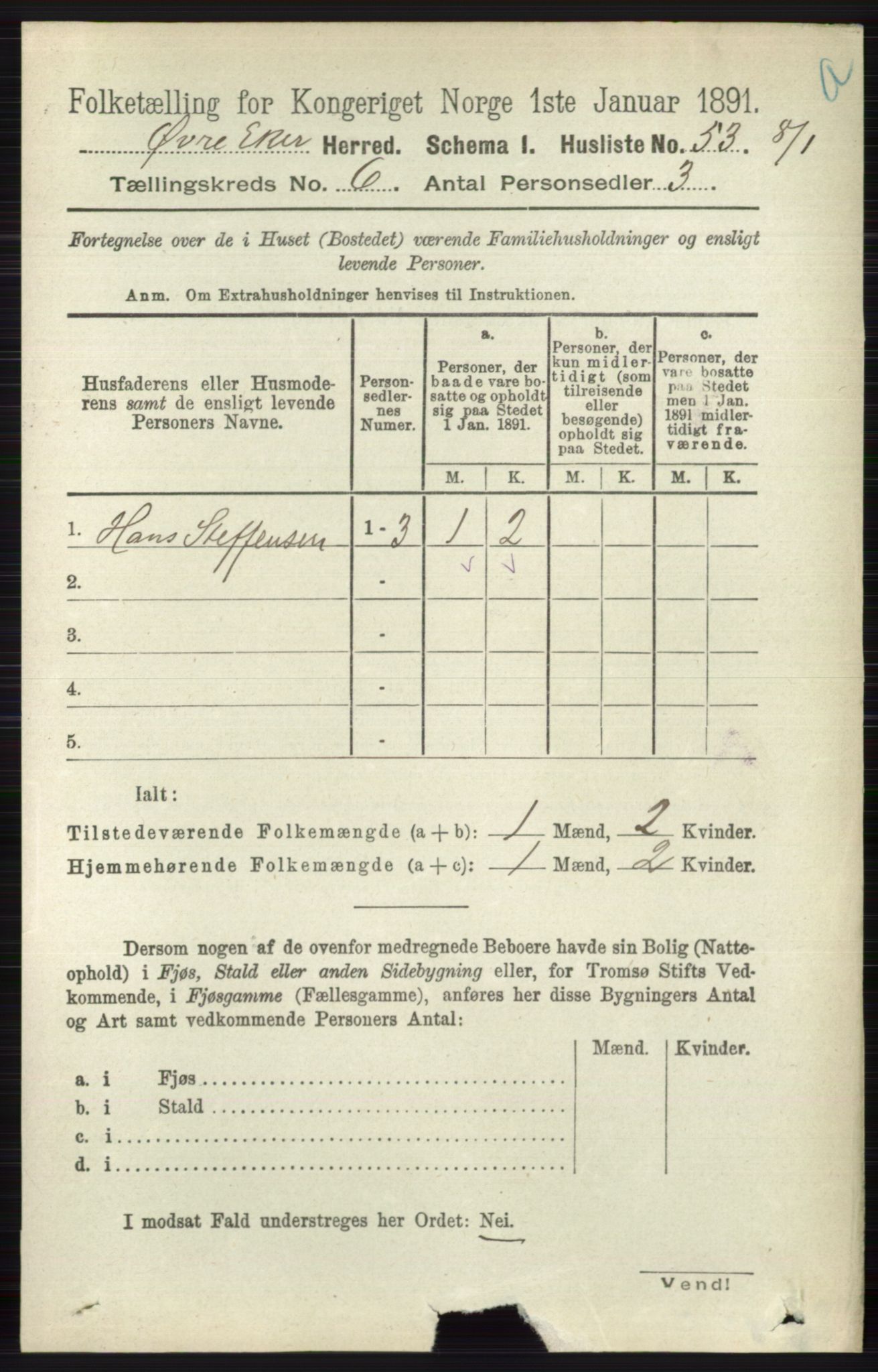 RA, 1891 census for 0624 Øvre Eiker, 1891, p. 2236