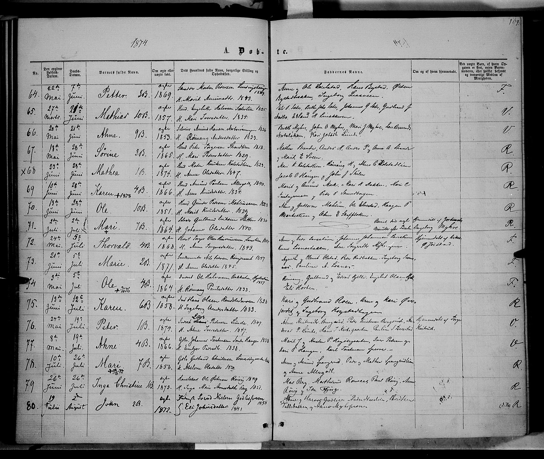 Ringebu prestekontor, AV/SAH-PREST-082/H/Ha/Haa/L0007: Parish register (official) no. 7, 1860-1877, p. 109