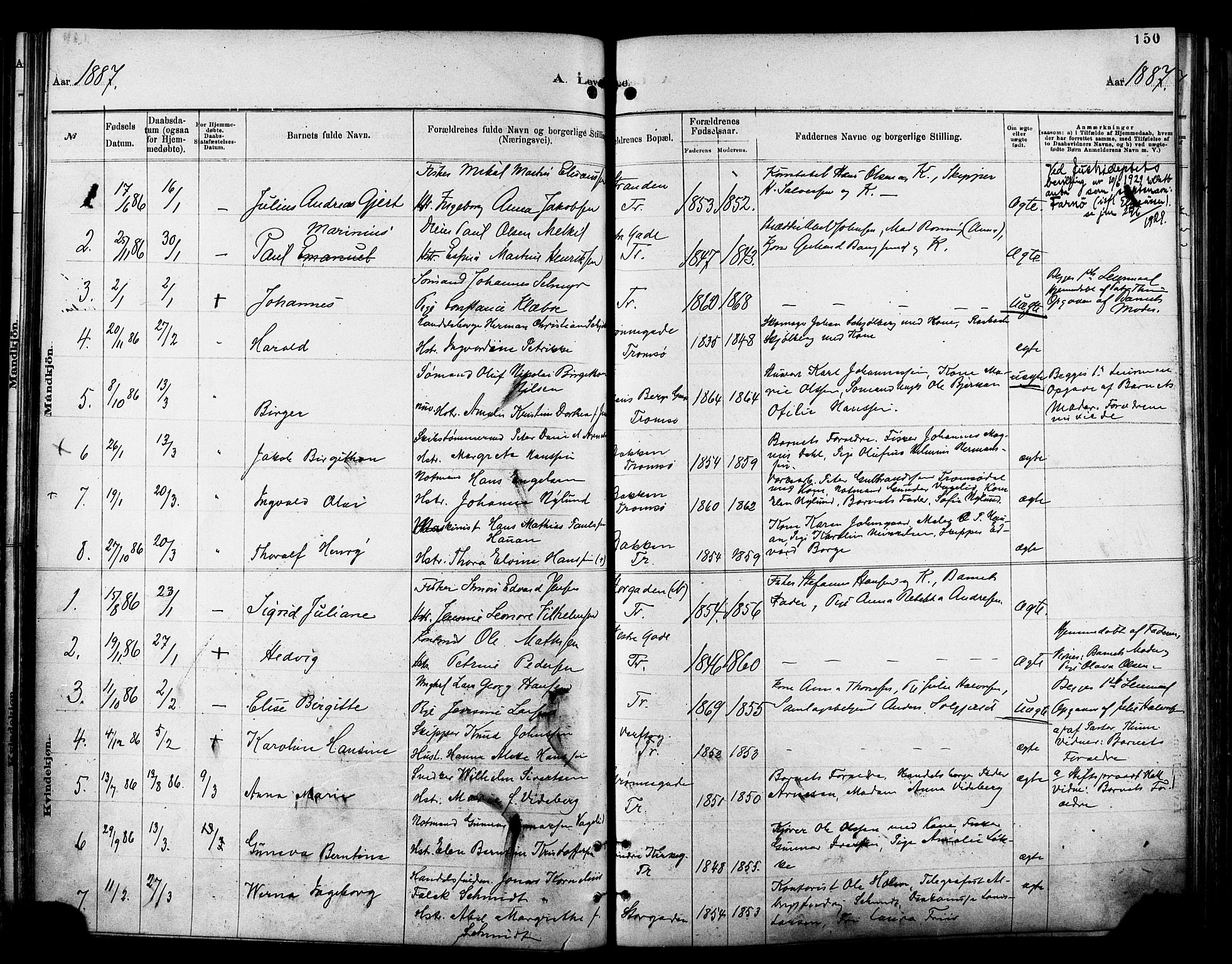 Tromsø sokneprestkontor/stiftsprosti/domprosti, SATØ/S-1343/G/Ga/L0014kirke: Parish register (official) no. 14, 1878-1888, p. 150