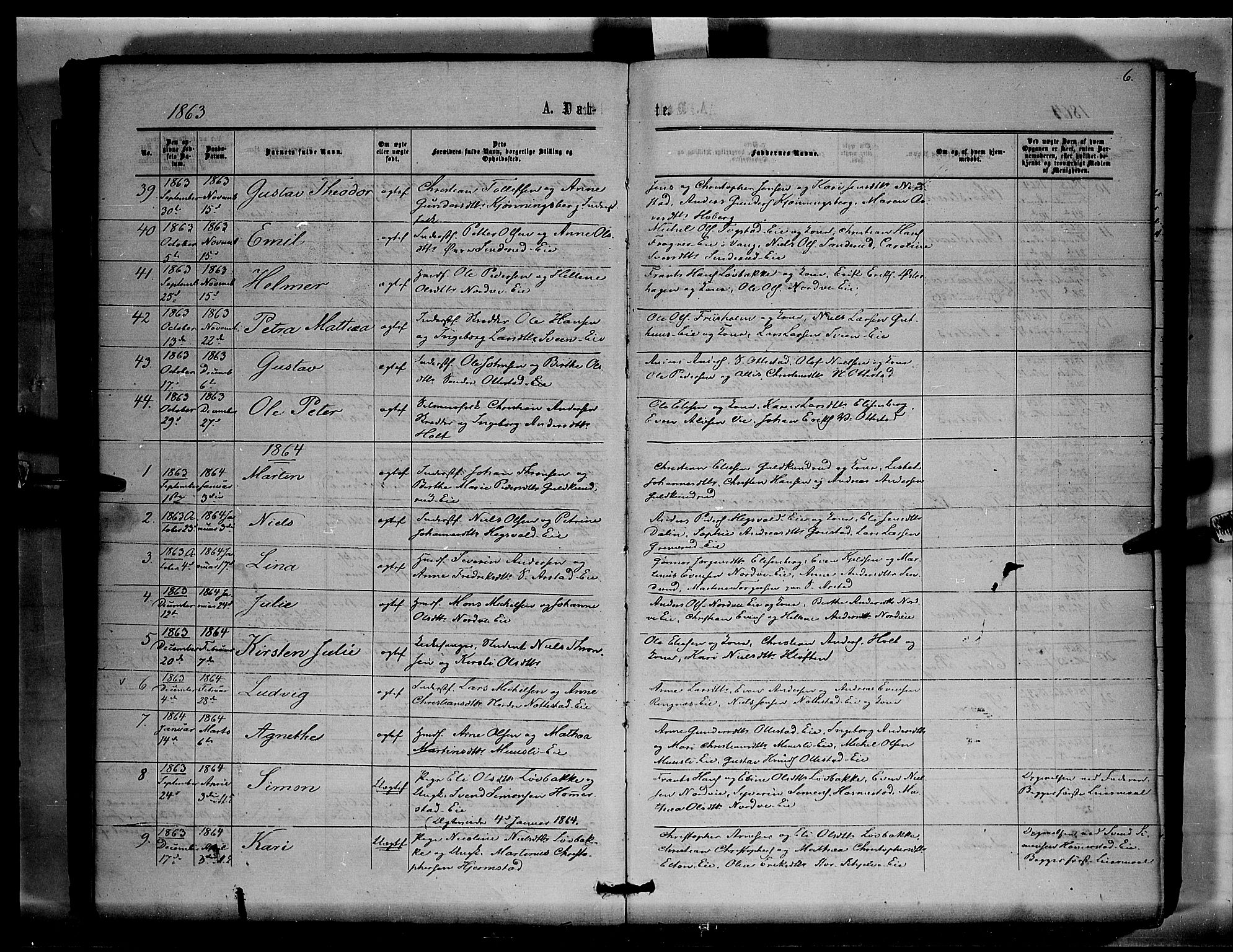 Stange prestekontor, SAH/PREST-002/K/L0015: Parish register (official) no. 15, 1862-1879, p. 6