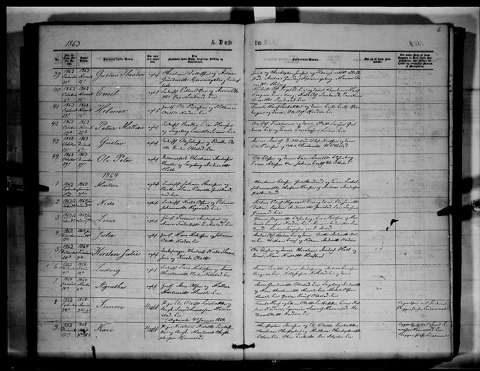 Stange prestekontor, AV/SAH-PREST-002/K/L0015: Parish register (official) no. 15, 1862-1879, p. 6