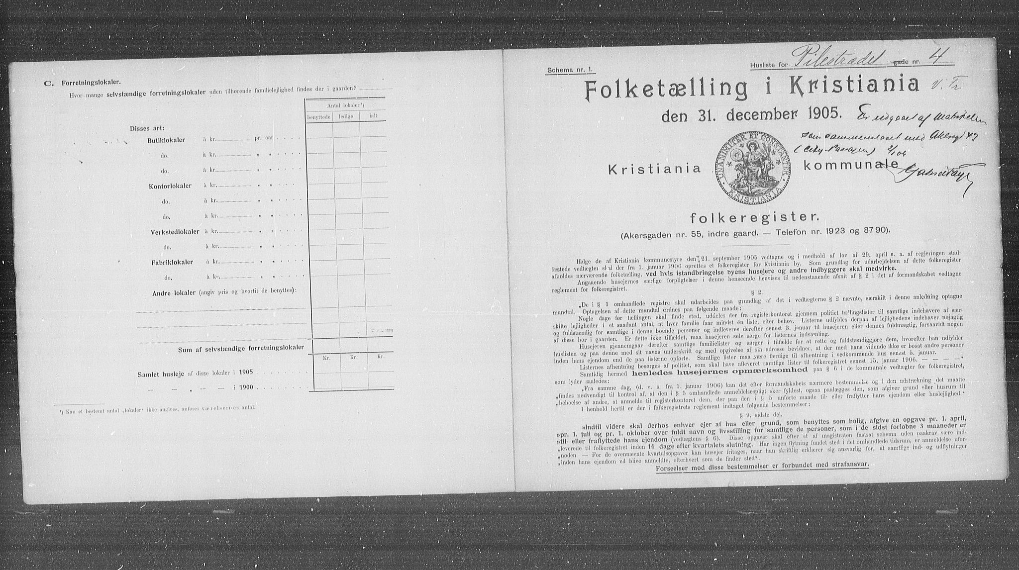 OBA, Municipal Census 1905 for Kristiania, 1905, p. 41461