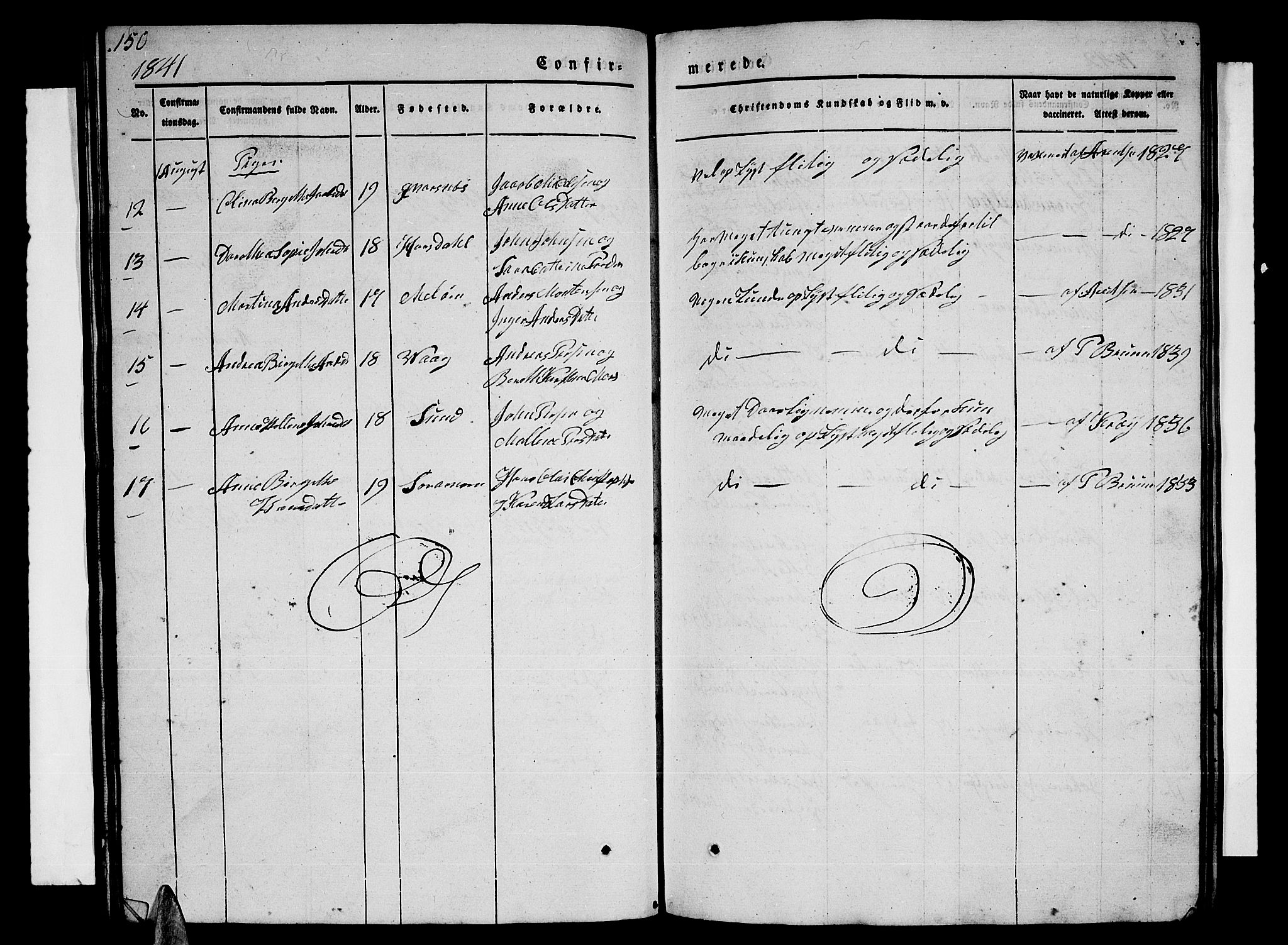 Ministerialprotokoller, klokkerbøker og fødselsregistre - Nordland, AV/SAT-A-1459/805/L0106: Parish register (copy) no. 805C02, 1841-1861, p. 150