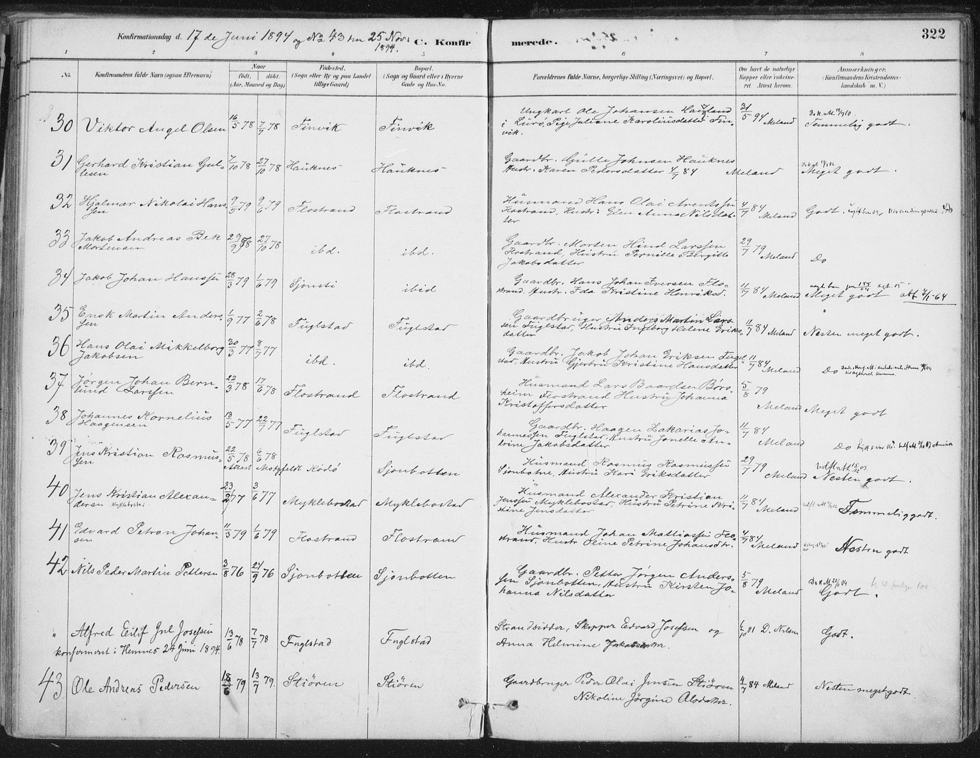 Ministerialprotokoller, klokkerbøker og fødselsregistre - Nordland, AV/SAT-A-1459/838/L0552: Parish register (official) no. 838A10, 1880-1910, p. 322