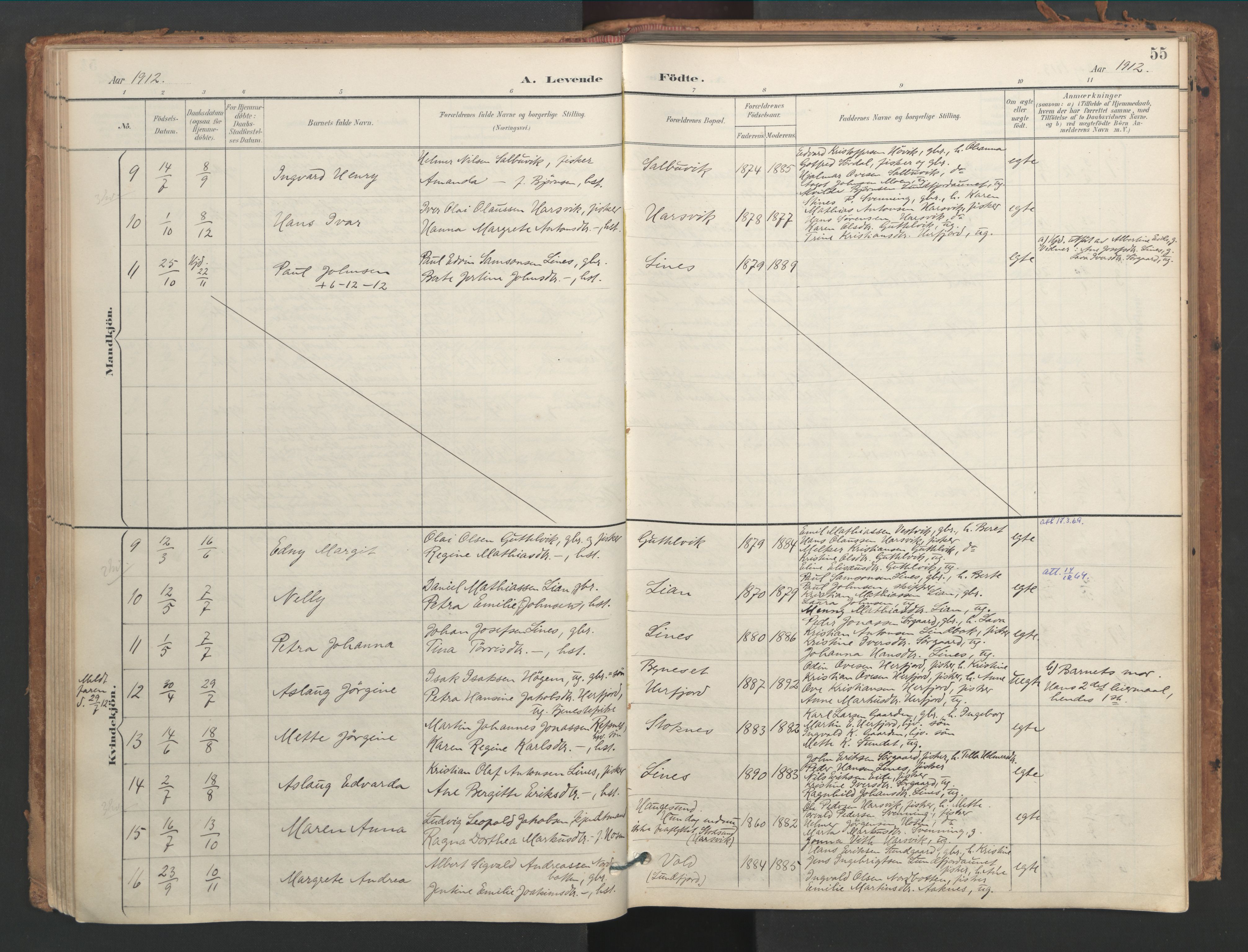 Ministerialprotokoller, klokkerbøker og fødselsregistre - Sør-Trøndelag, AV/SAT-A-1456/656/L0693: Parish register (official) no. 656A02, 1894-1913, p. 55
