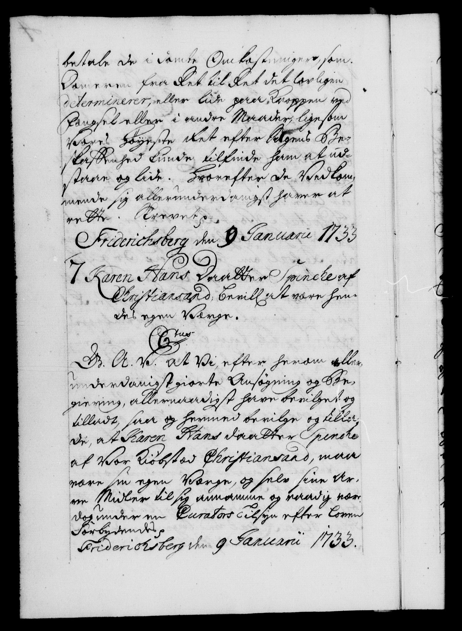 Danske Kanselli 1572-1799, AV/RA-EA-3023/F/Fc/Fca/Fcaa/L0028: Norske registre, 1733-1734, p. 4b