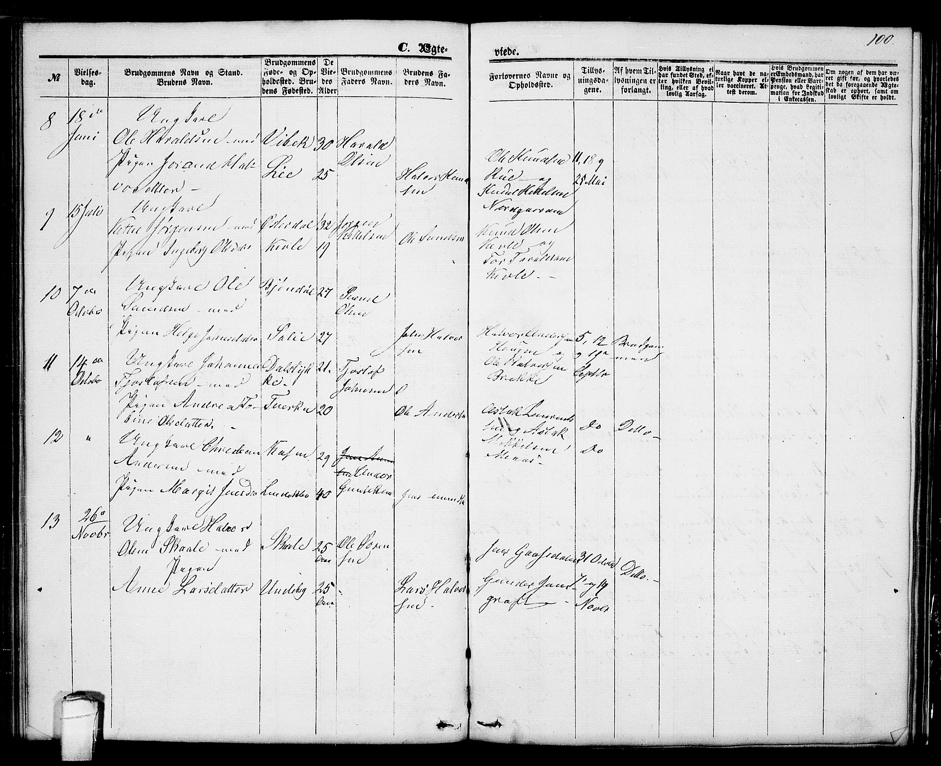 Seljord kirkebøker, SAKO/A-20/G/Ga/L0003: Parish register (copy) no. I 3, 1866-1873, p. 100