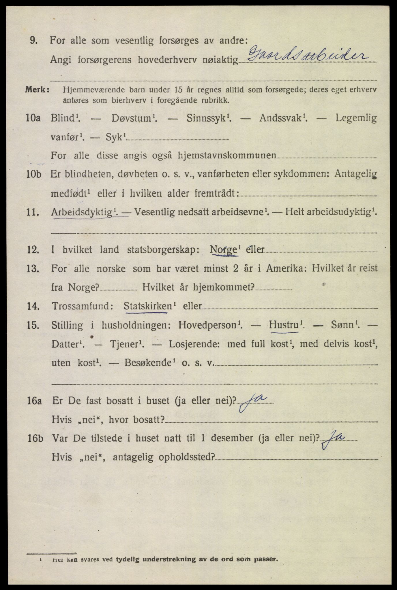 SAK, 1920 census for Grindheim, 1920, p. 1836