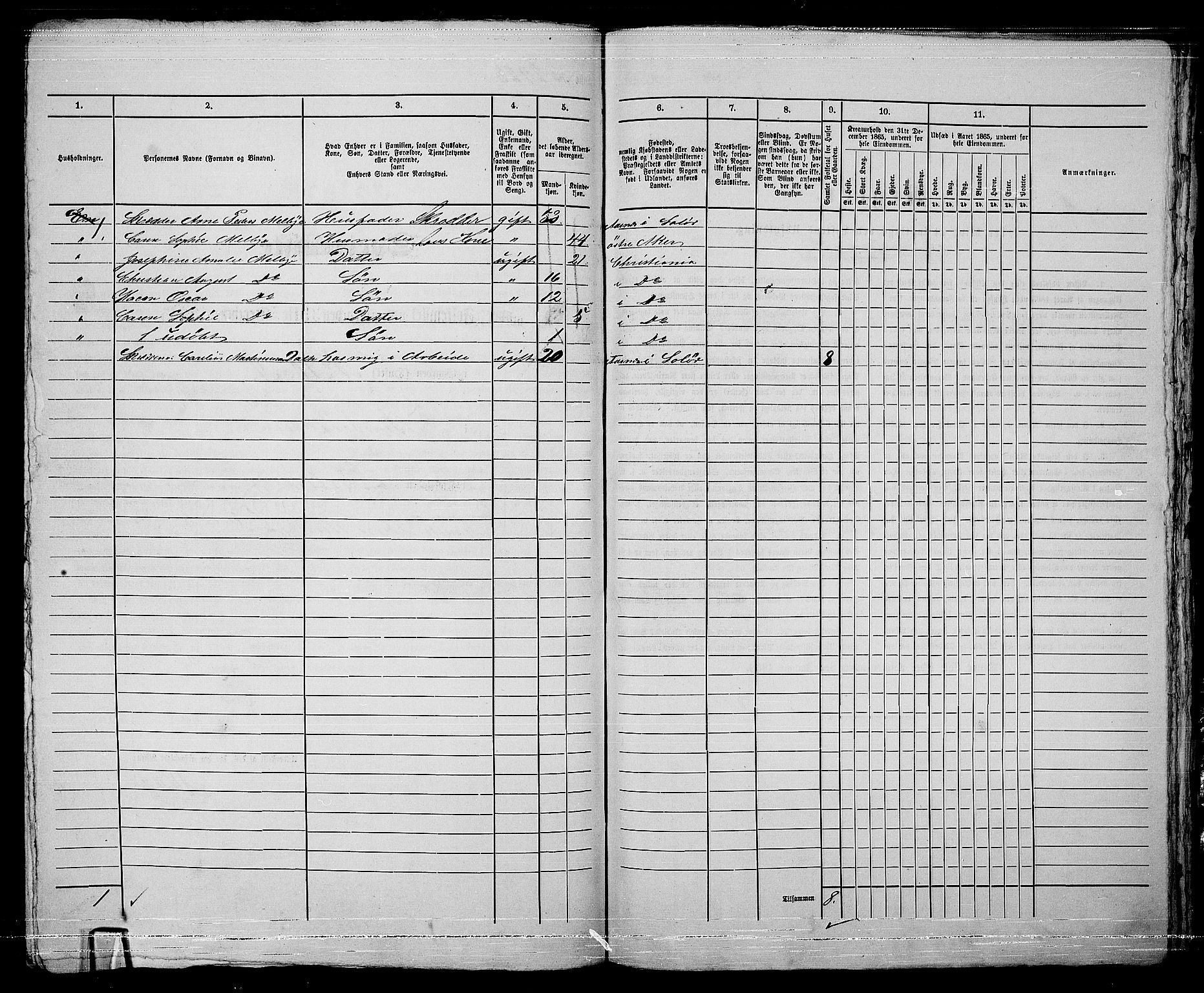 RA, 1865 census for Kristiania, 1865, p. 5379