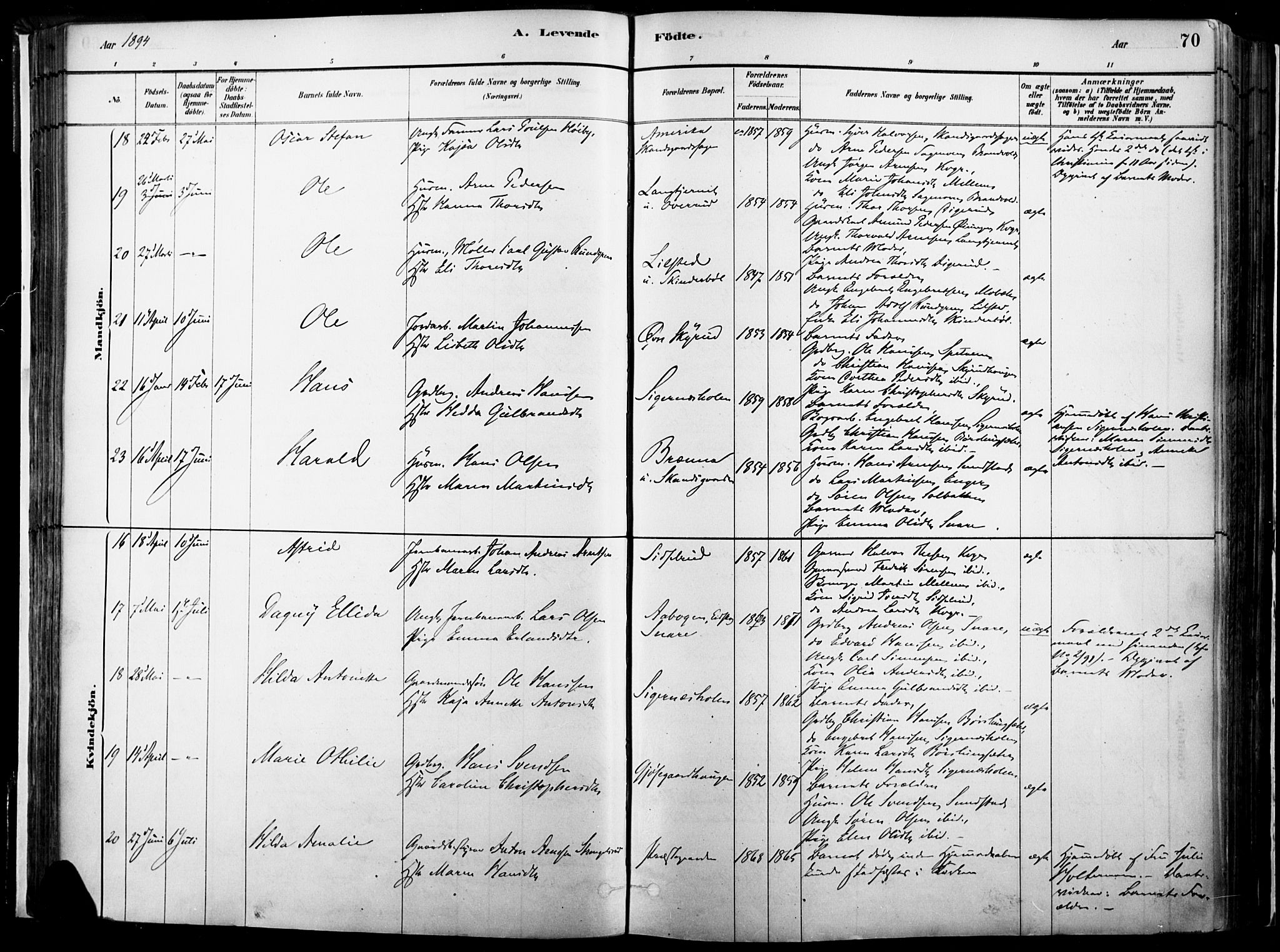 Vinger prestekontor, AV/SAH-PREST-024/H/Ha/Haa/L0014: Parish register (official) no. 14, 1881-1900, p. 70