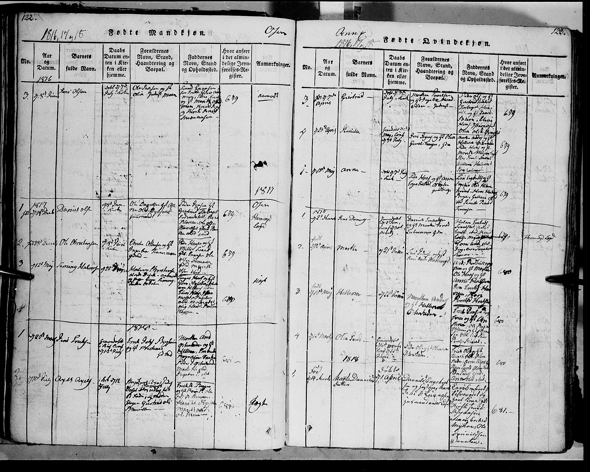 Trysil prestekontor, SAH/PREST-046/H/Ha/Haa/L0003: Parish register (official) no. 3 /2, 1814-1842, p. 122-123