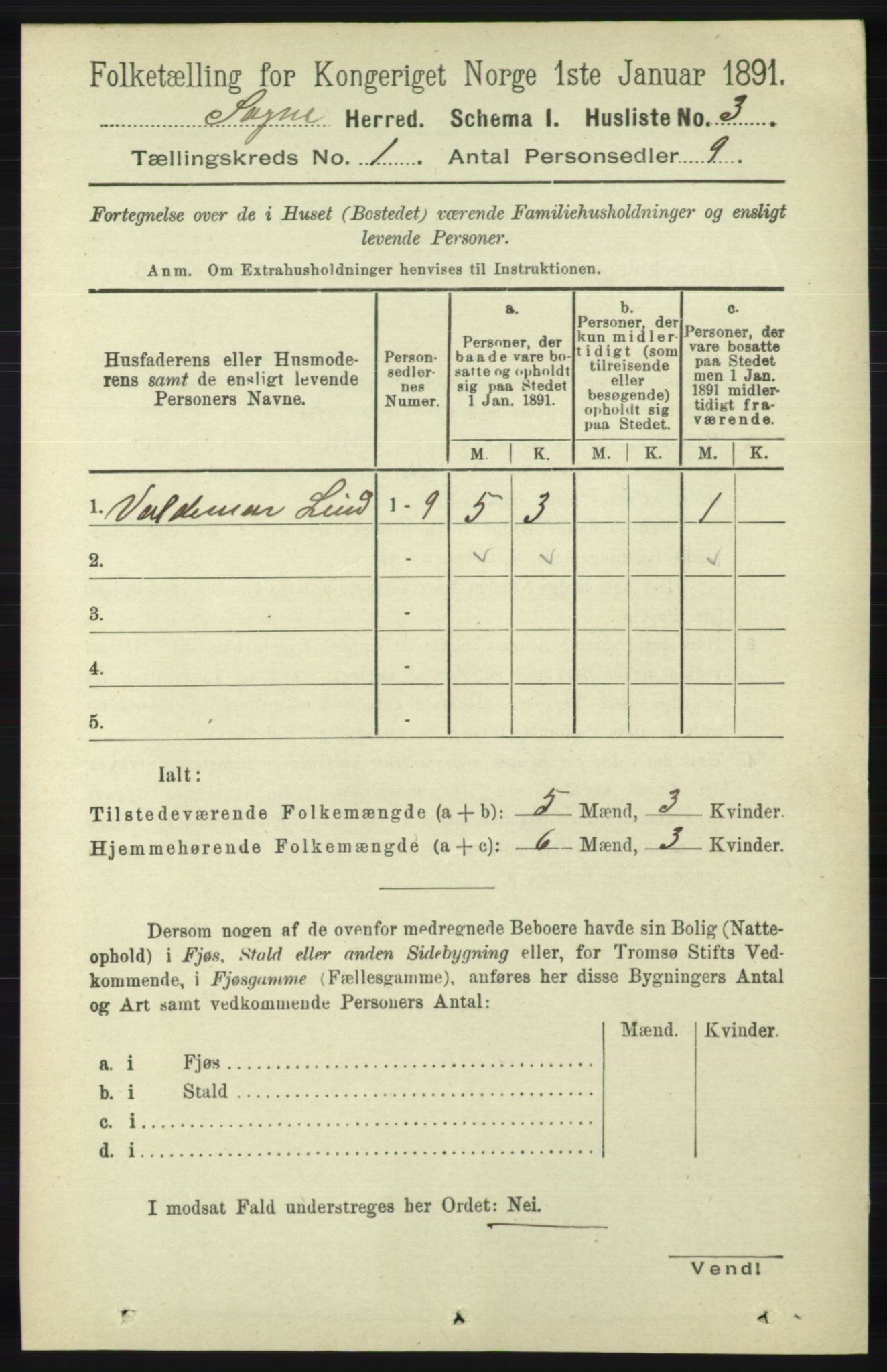 RA, 1891 census for 1018 Søgne, 1891, p. 50