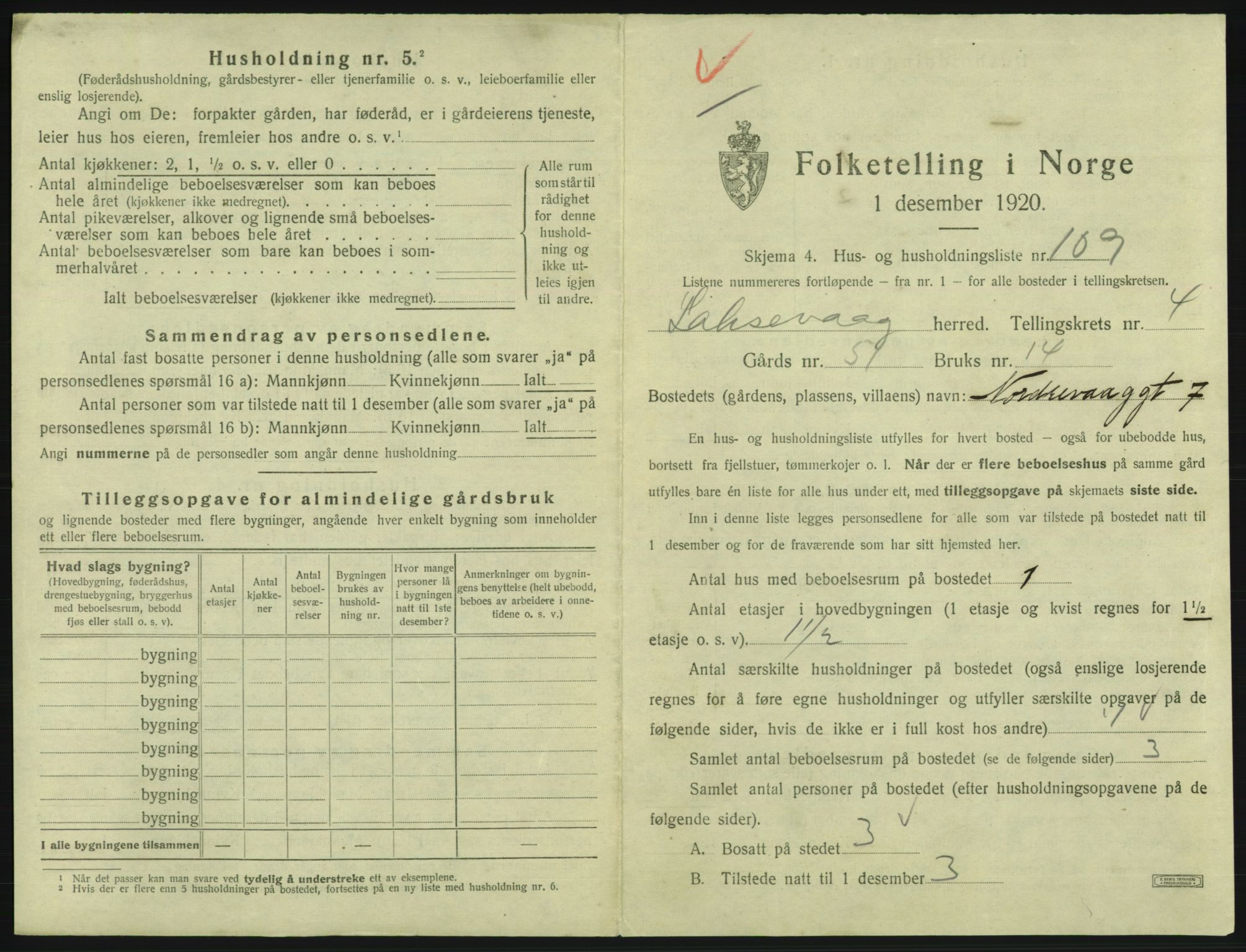 SAB, 1920 census for Laksevåg, 1920, p. 1191