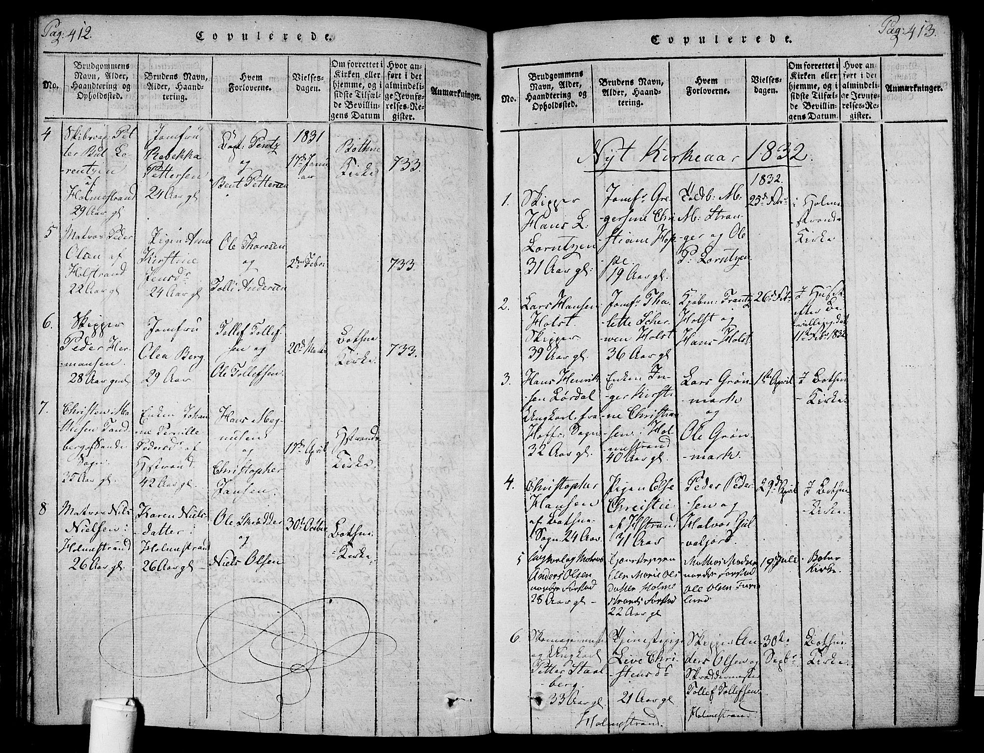 Holmestrand kirkebøker, SAKO/A-346/F/Fa/L0001: Parish register (official) no. 1, 1814-1840, p. 412-413