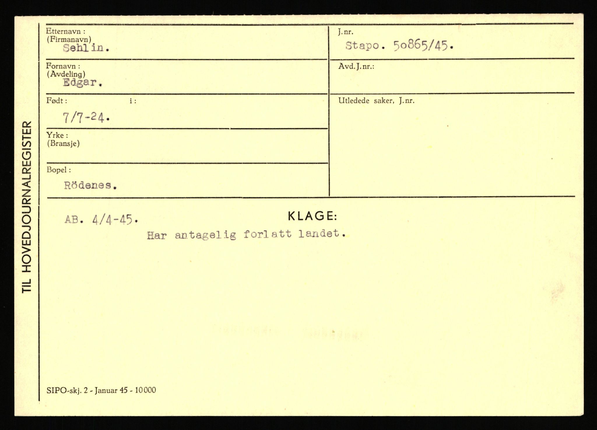 Statspolitiet - Hovedkontoret / Osloavdelingen, AV/RA-S-1329/C/Ca/L0013: Raa - Servold, 1943-1945, p. 4641