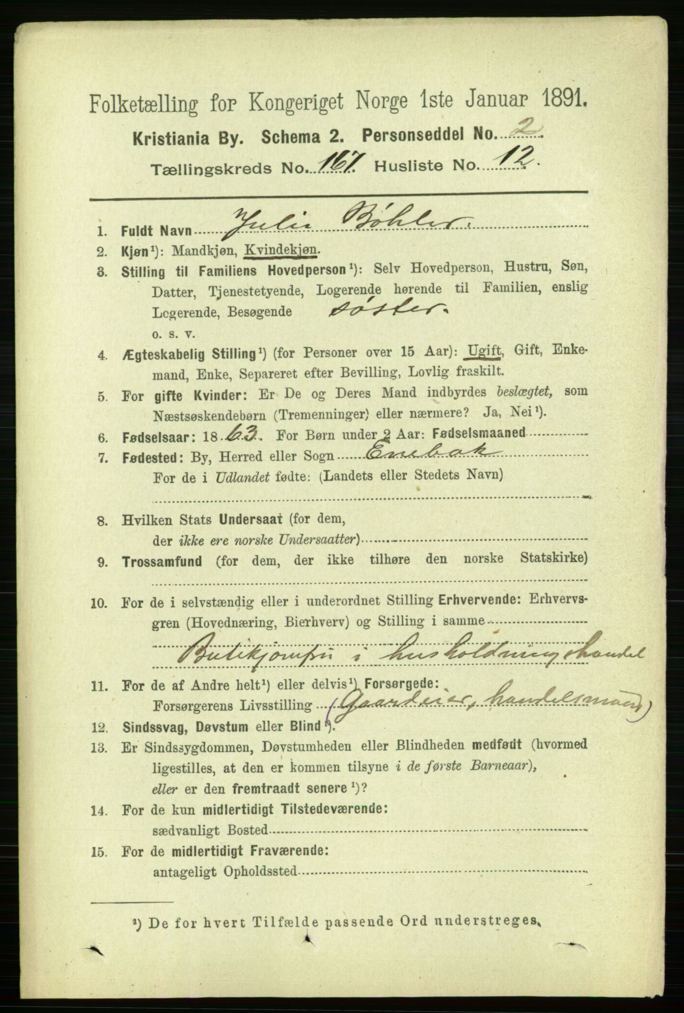 RA, 1891 census for 0301 Kristiania, 1891, p. 97614